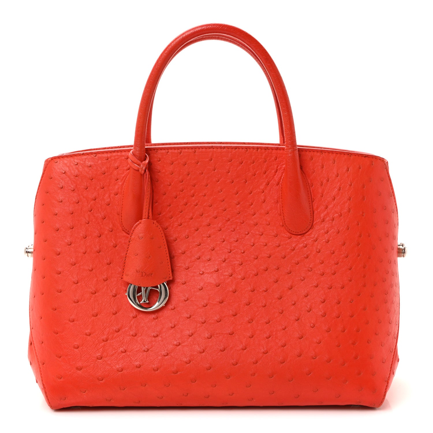 Christian Dior Ostrich Large Open Bar Tote Orange 1814559