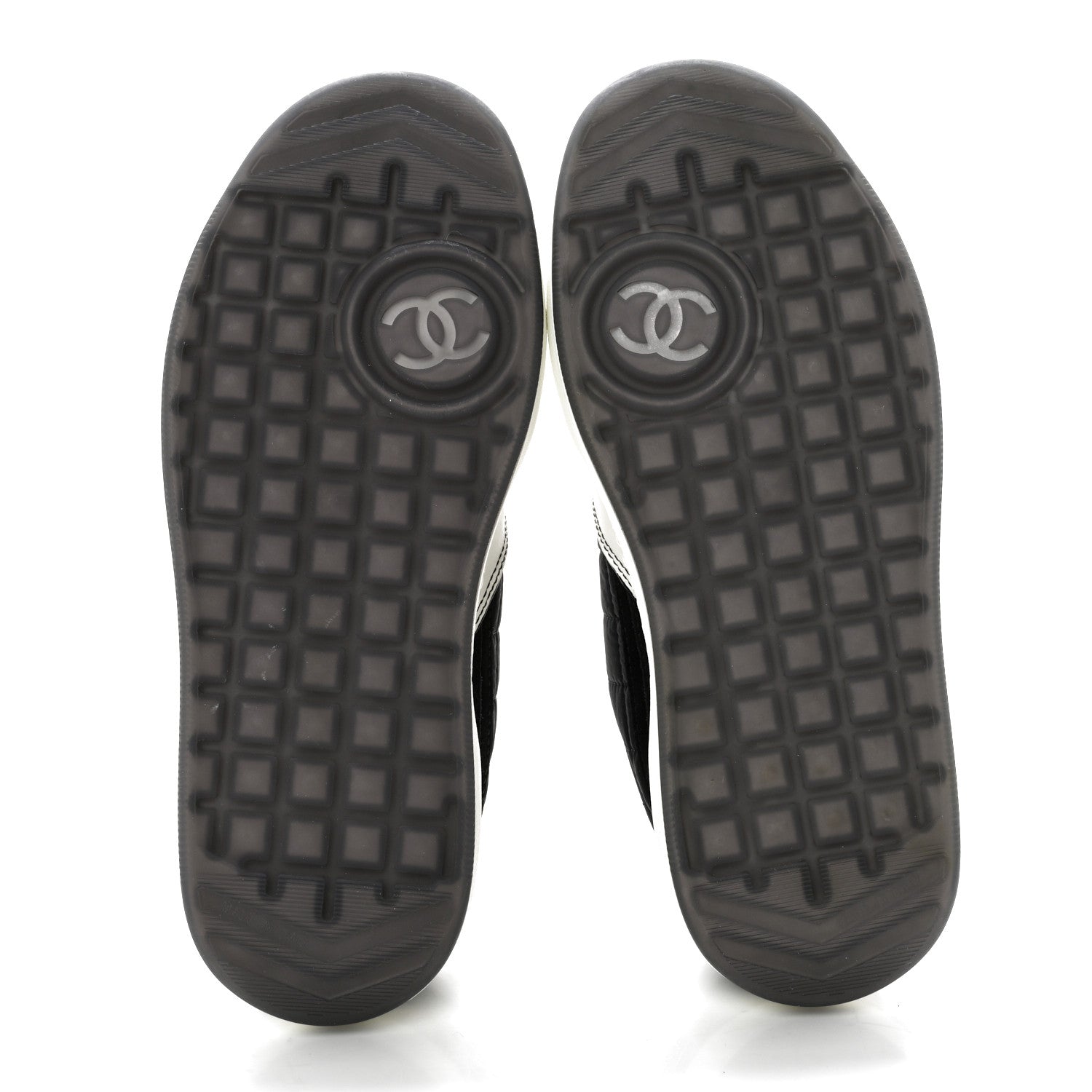 Chanel Suede Fabric Calfskin Womens CC Sneakers 35.5 Black White 5 of 12