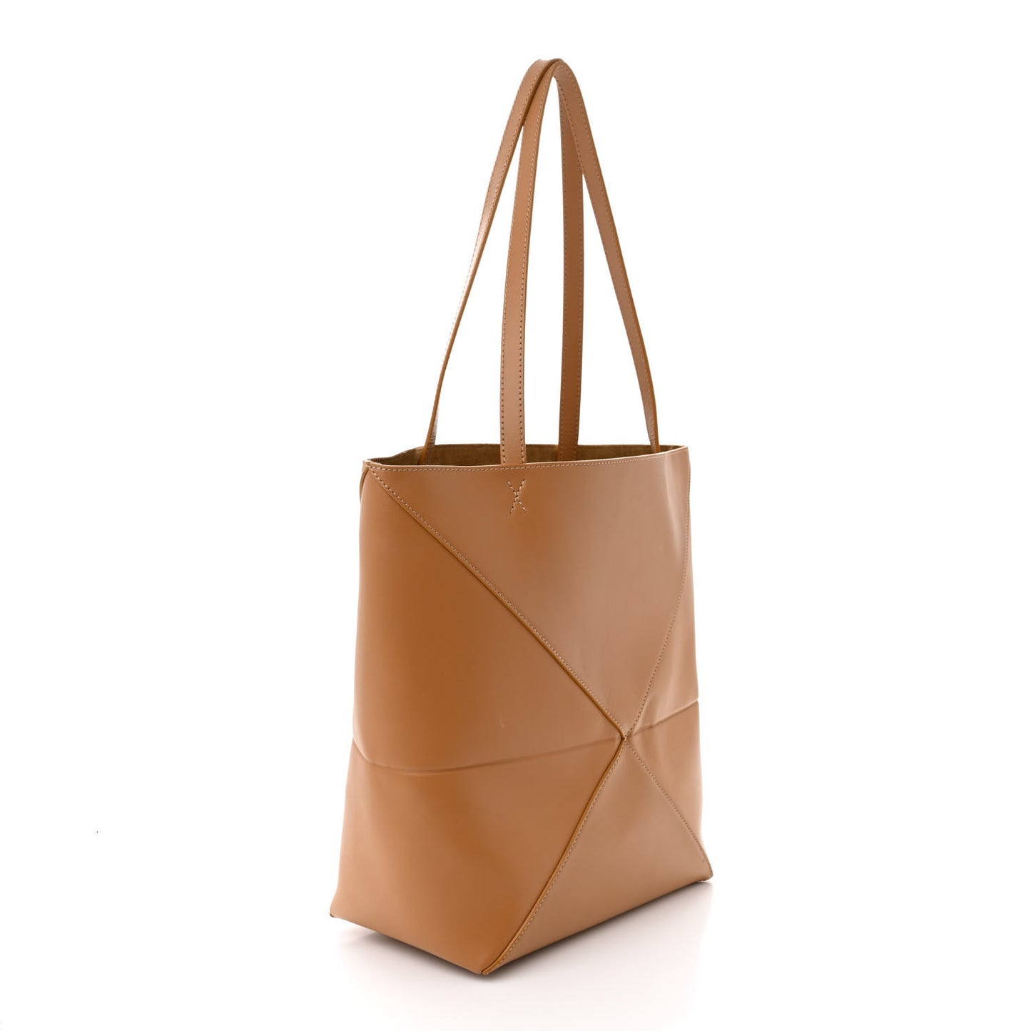 Shiny Calfskin Medium Puzzle Fold Tote Warm Desert