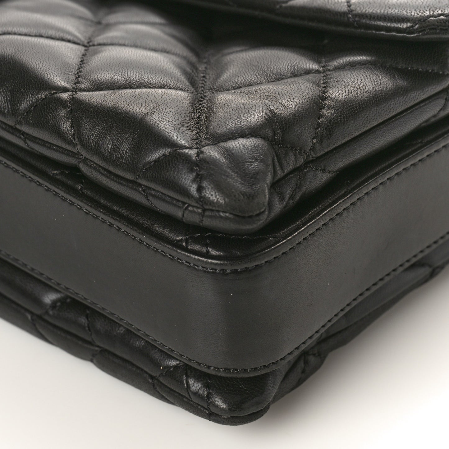 Lambskin Quilted Maxi 3 Flap Black