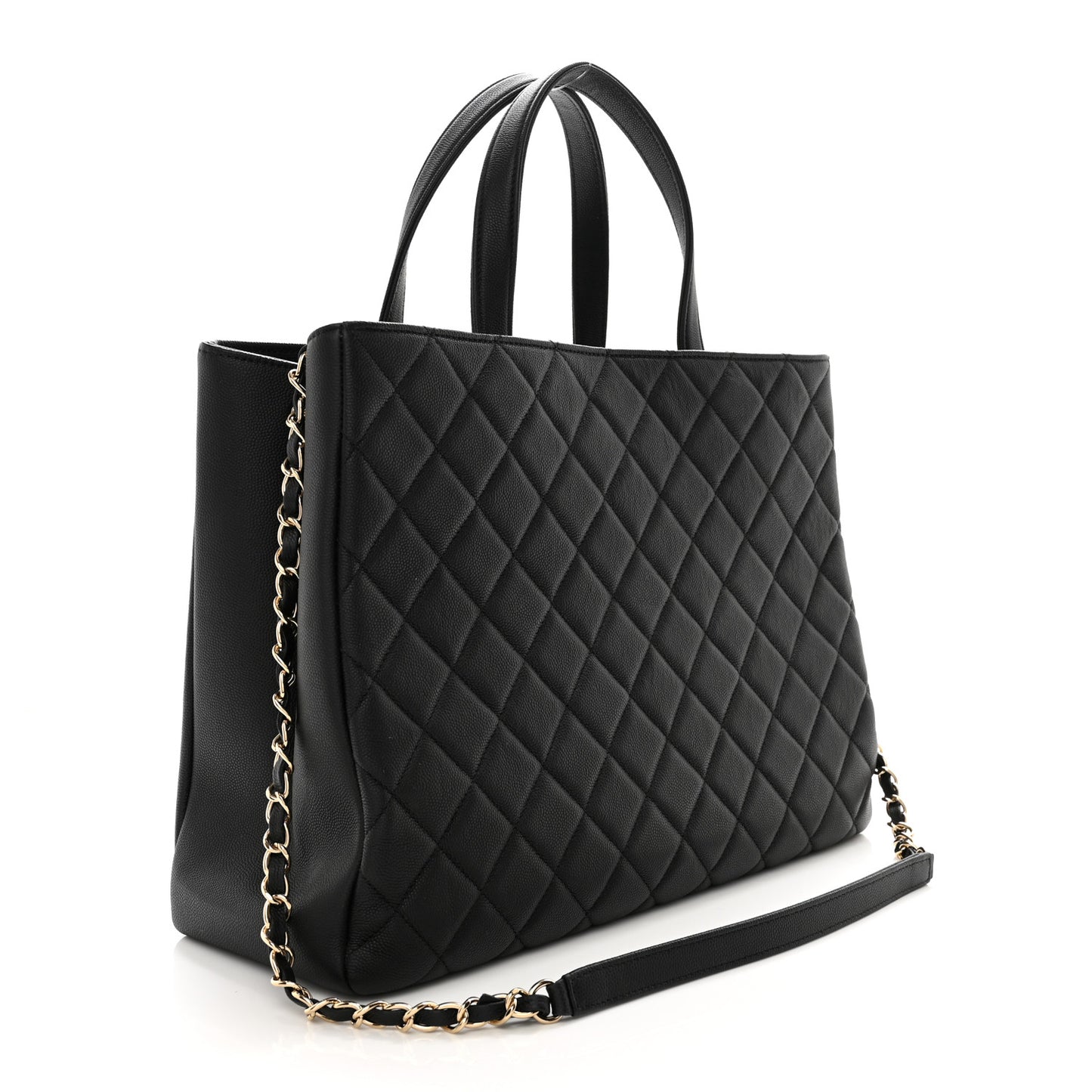 Caviar Quilted Large Business Affinity Shopping Bag Black