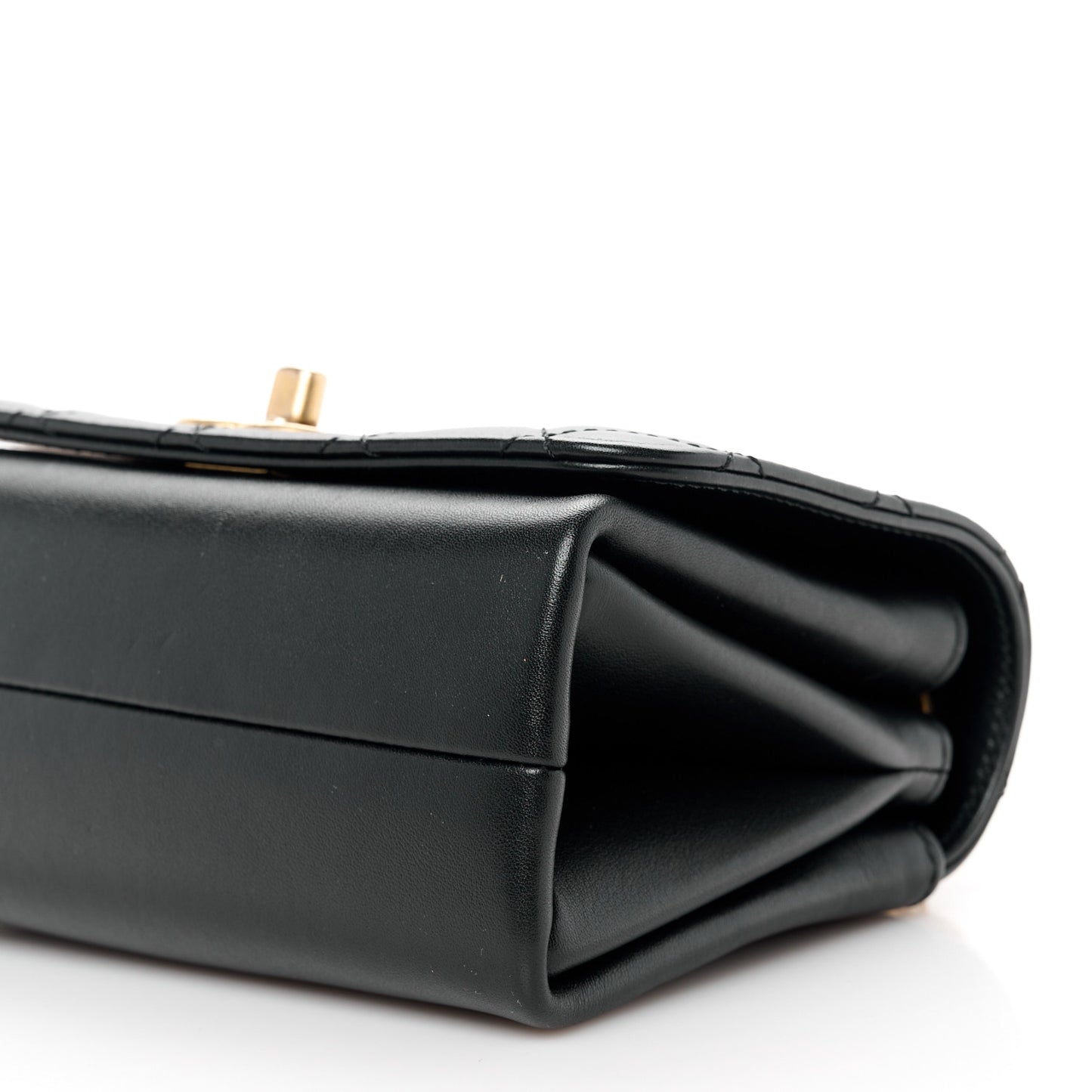 Calfskin Quilted Pearl Jewel Chain Flap Black
