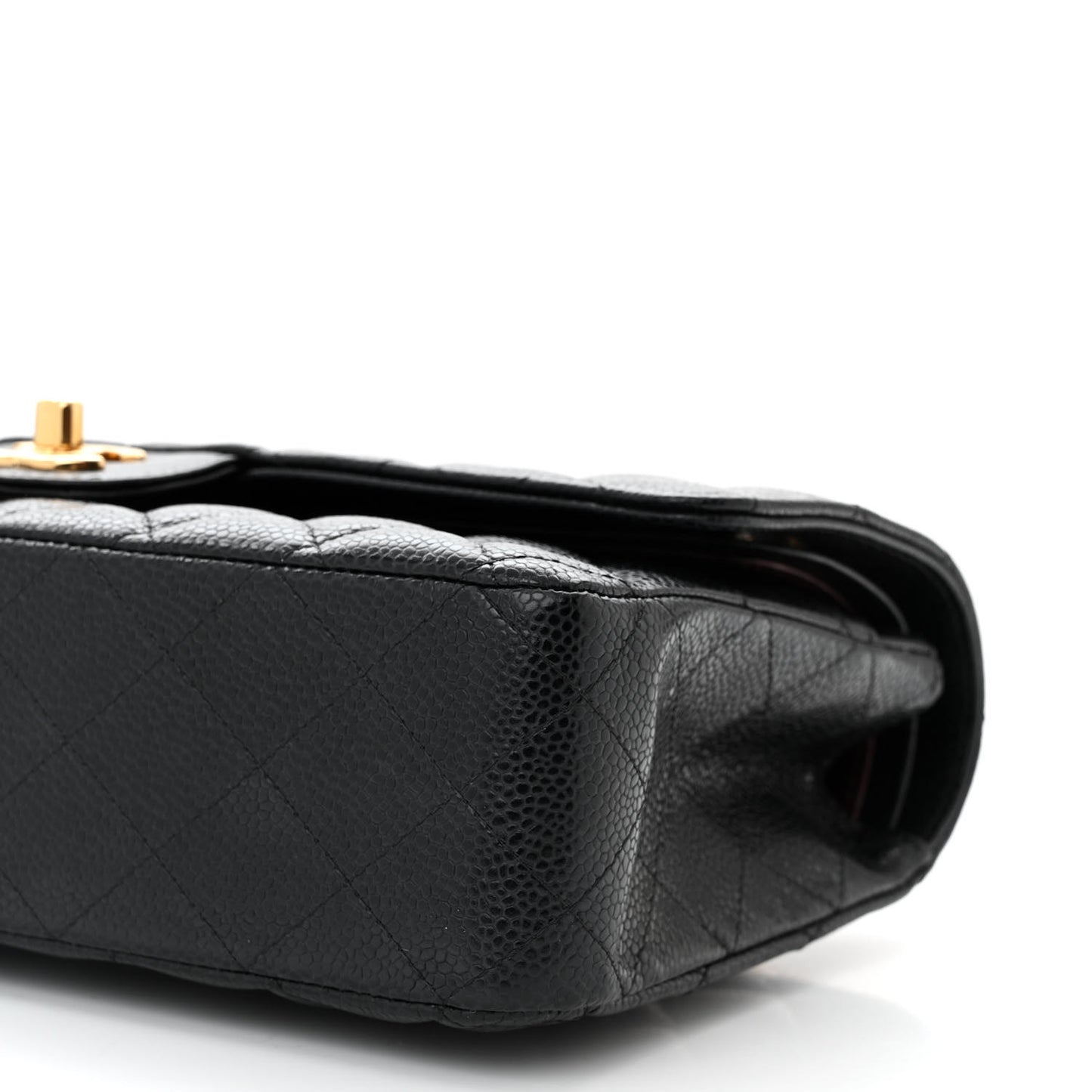 Caviar Quilted Medium Double Flap Black