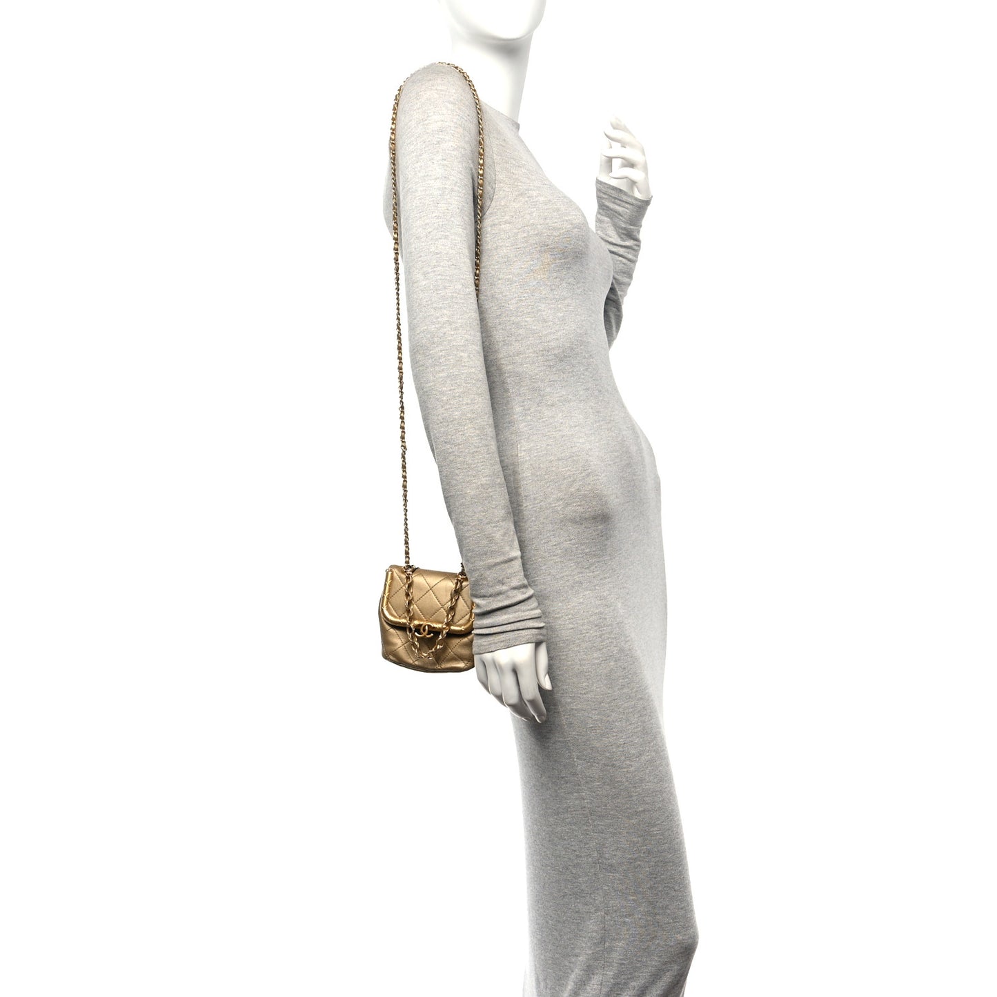 Metallic Lambskin Quilted Micro My Crush Bag Gold
