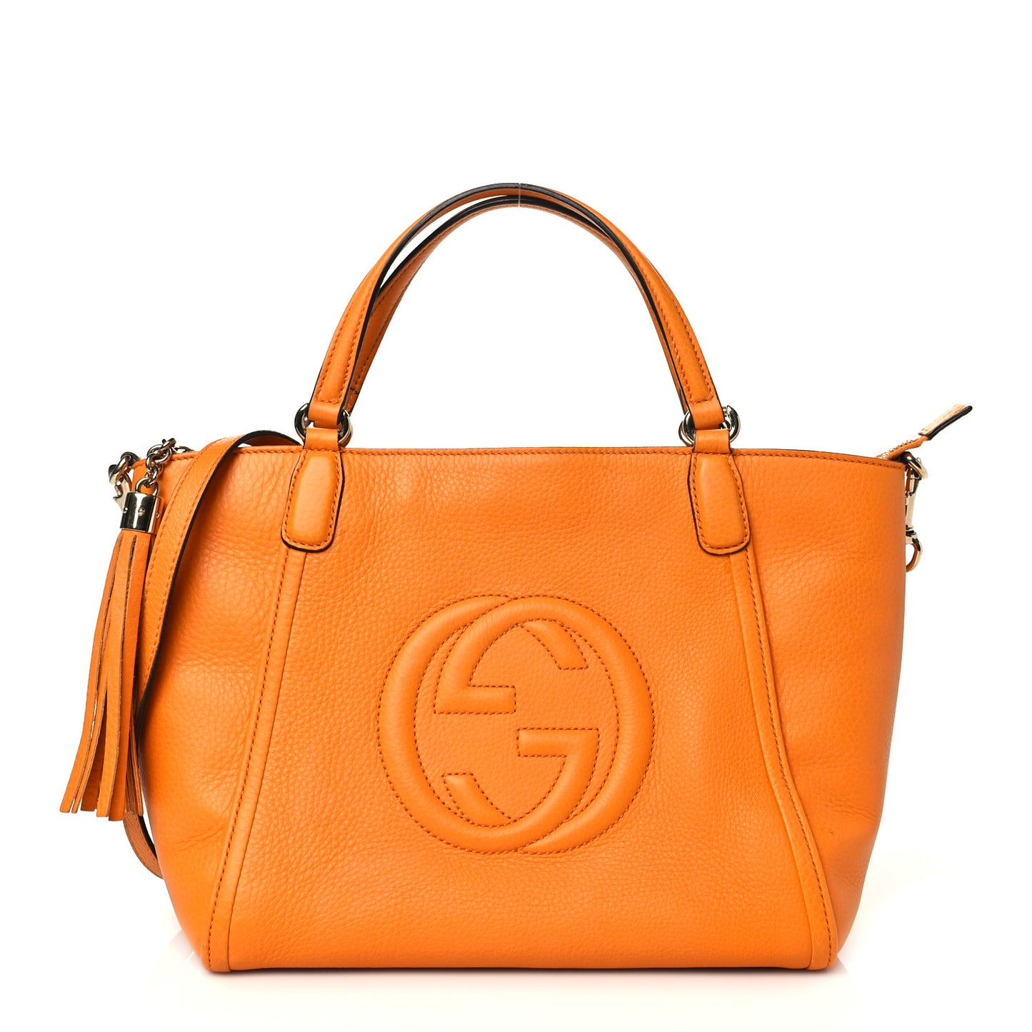Pebbled Calfskin Small Soho Top Handle Bag Curcuma