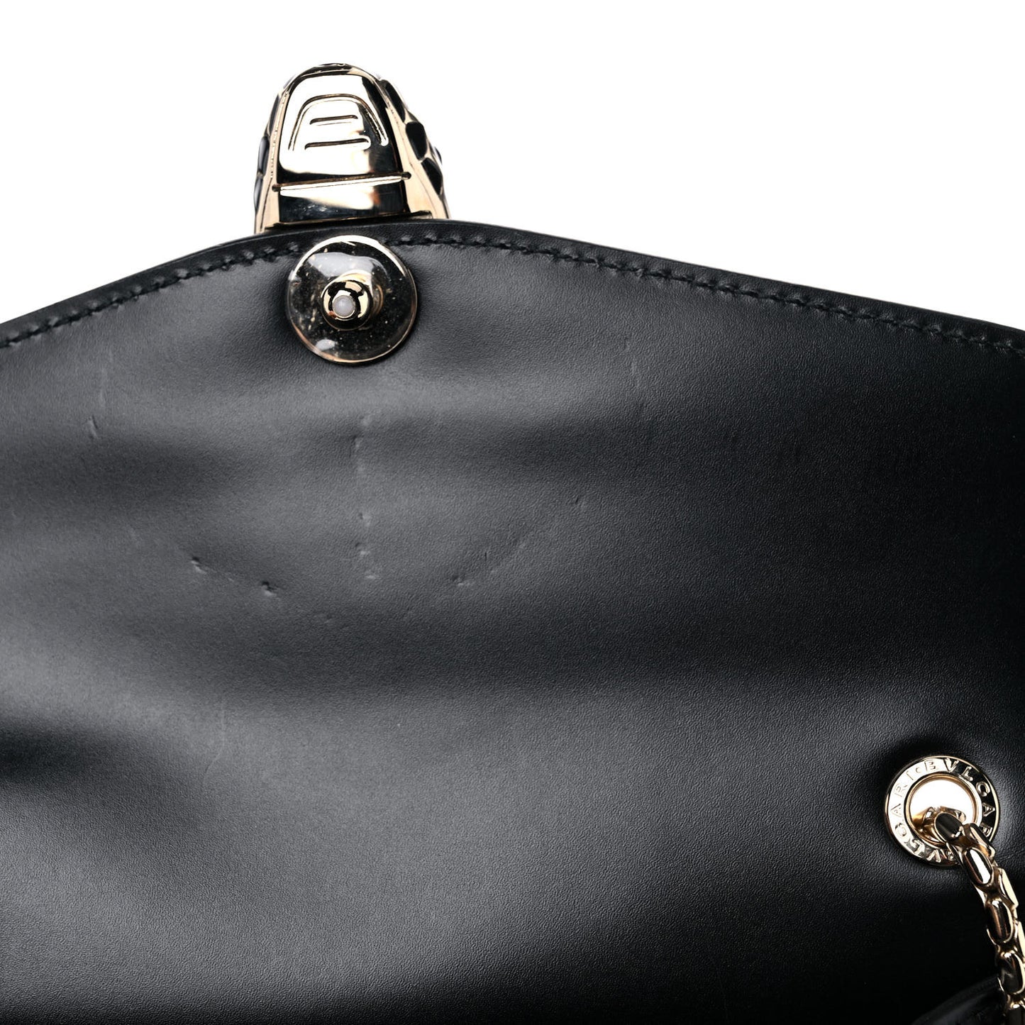 Calfskin Million Chain Motif Serpenti Forever Shoulder Bag Black