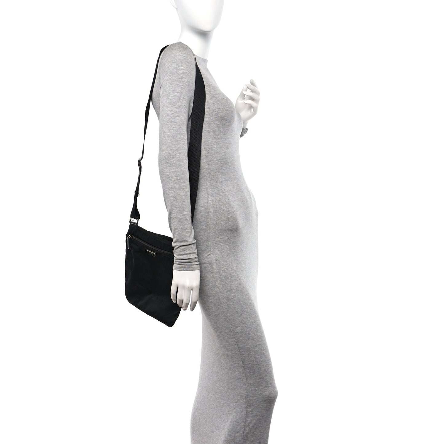 Tessuto Nylon Flat Messenger Bag Black