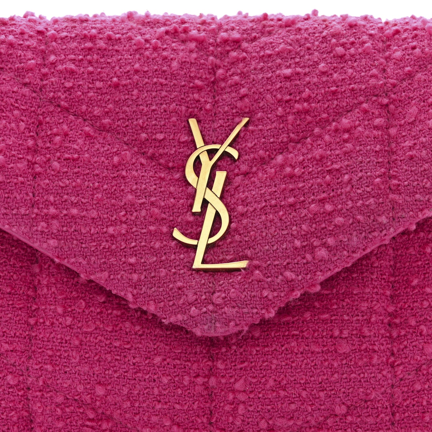 Boucle Tweed Quilted Toy Loulou Puffer Monogram Chain Satchel Magenta