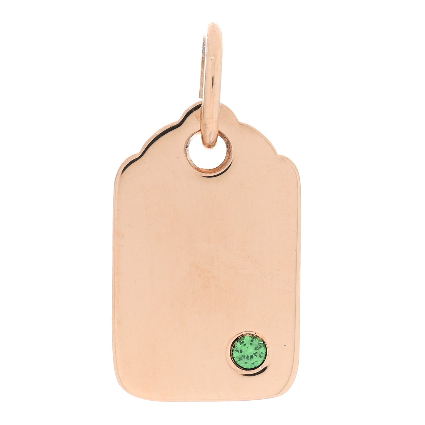 18K Rose Gold Tsavorite Tag Charm Pendant