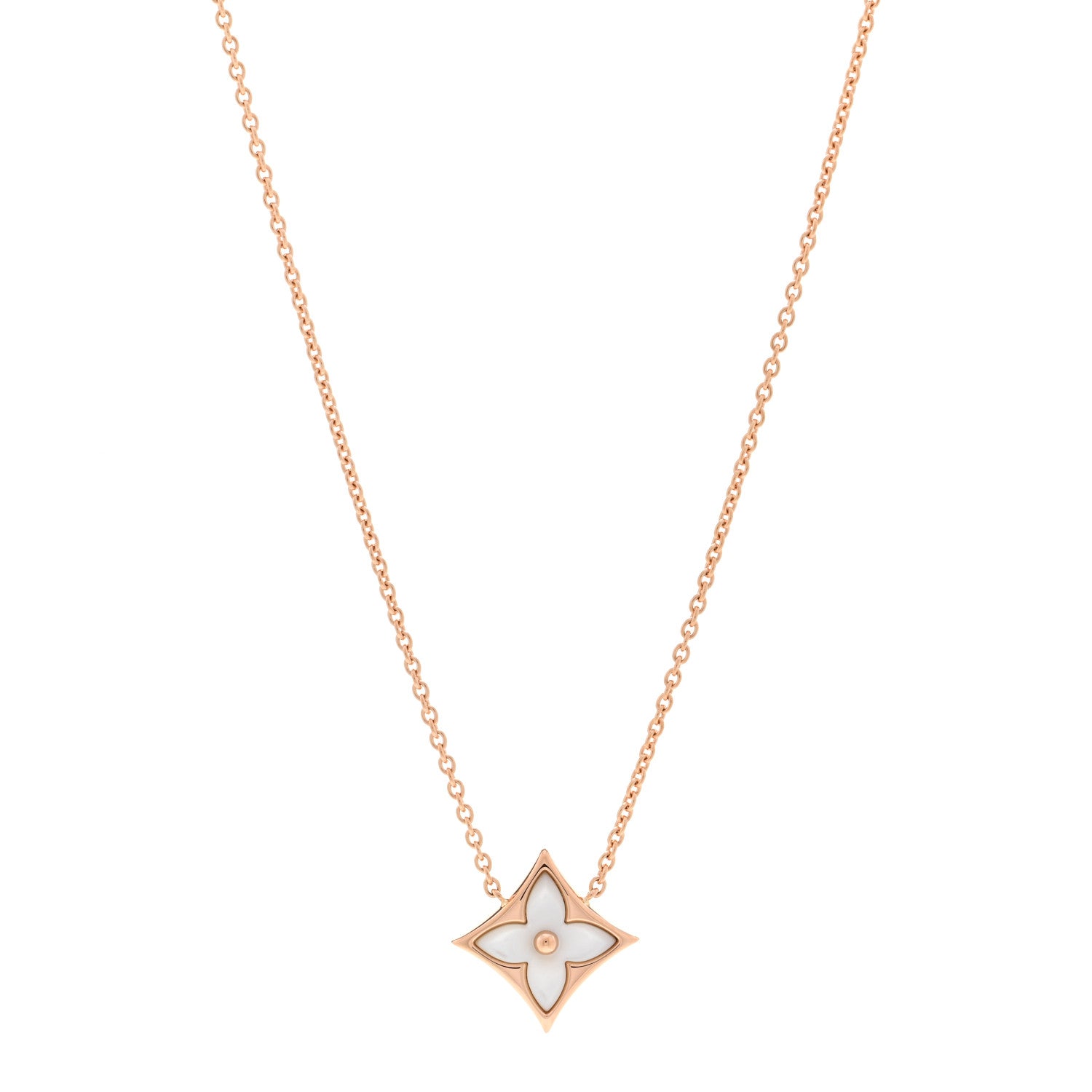 Louis Vuitton 18K Pink Gold Mother of Pearl Color Blossom Star Pendant Necklace 1 of 5