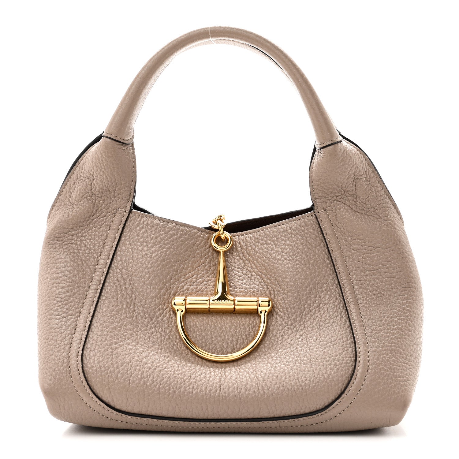 Gucci Grained Calfskin Softbit Medium Shoulder Bag Taupe 1891379