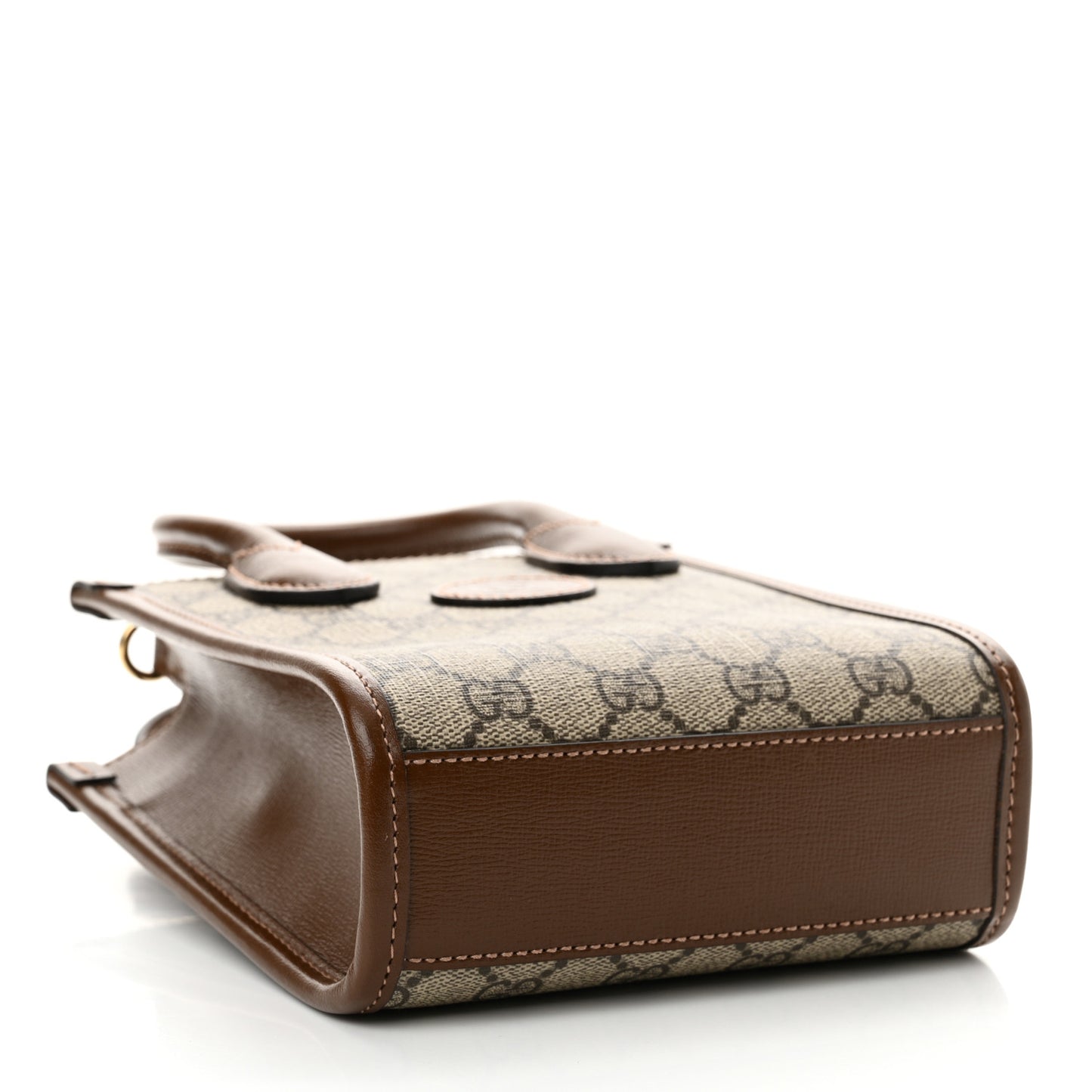GG Supreme Monogram Azalea Calfskin Mini Retro Interlocking G Tote Bag Beige Ebony Brown Sugar