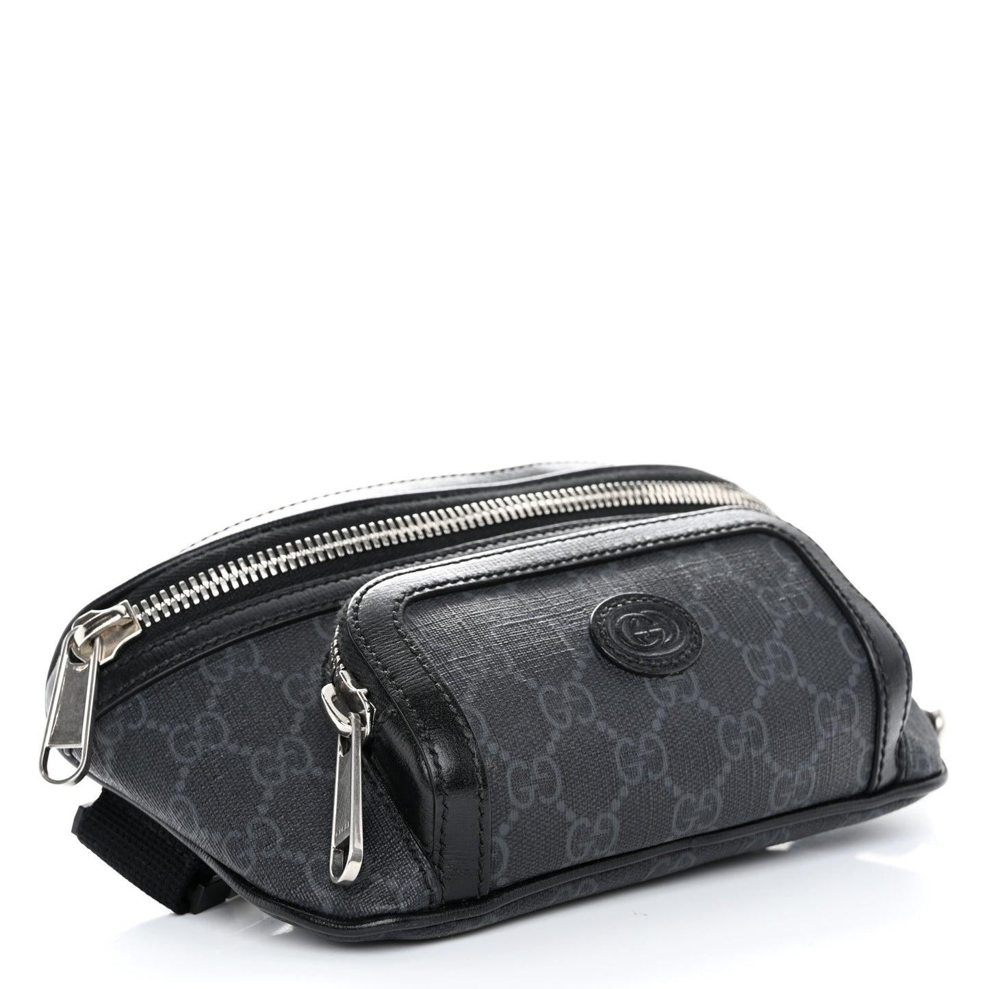 GG Supreme Monogram Textured Calfskin Retro Interlocking G Belt Bag Black