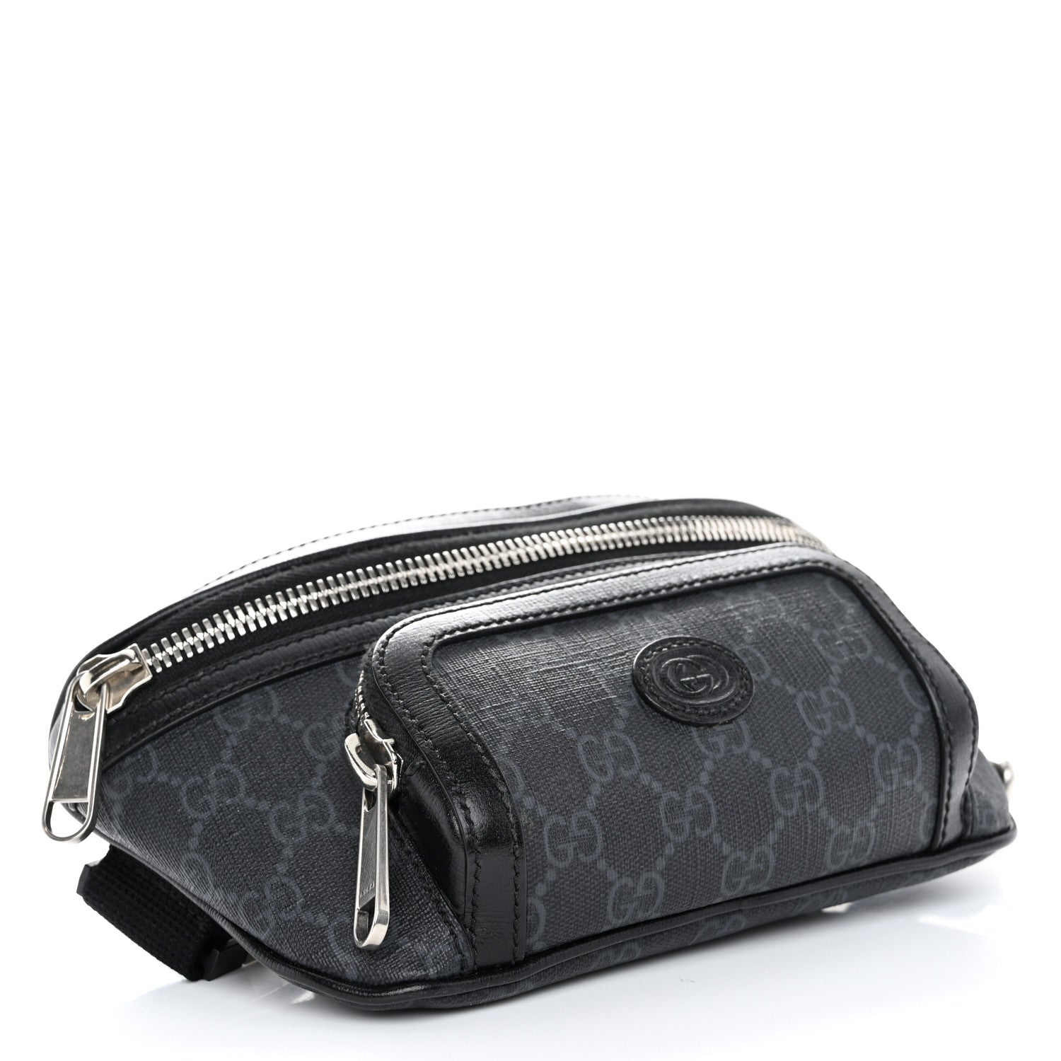 Gucci GG Supreme Monogram Textured Calfskin Retro Interlocking G Belt Bag Black 4 of 10