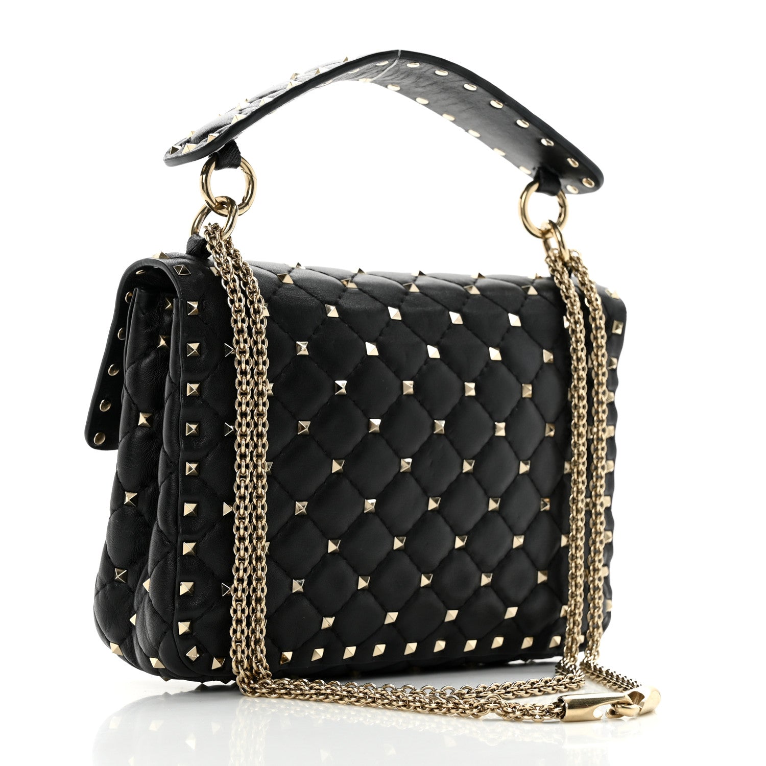Valentino Garavani Lambskin Medium Rockstud Spike Shoulder Bag Black 2 of 11