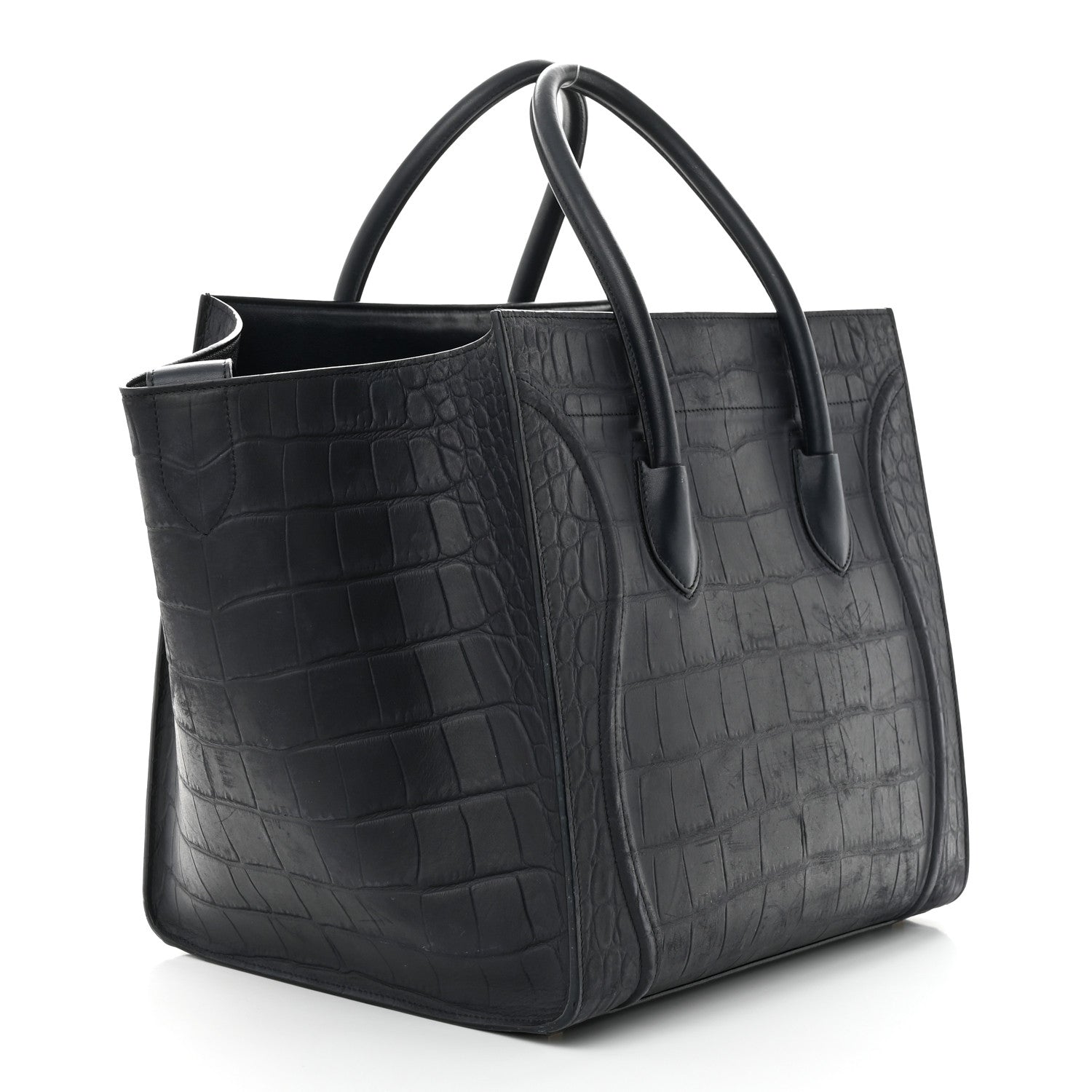Celine Crocodile Embossed Calfskin Medium Phantom Luggage Navy Blue 3 of 12