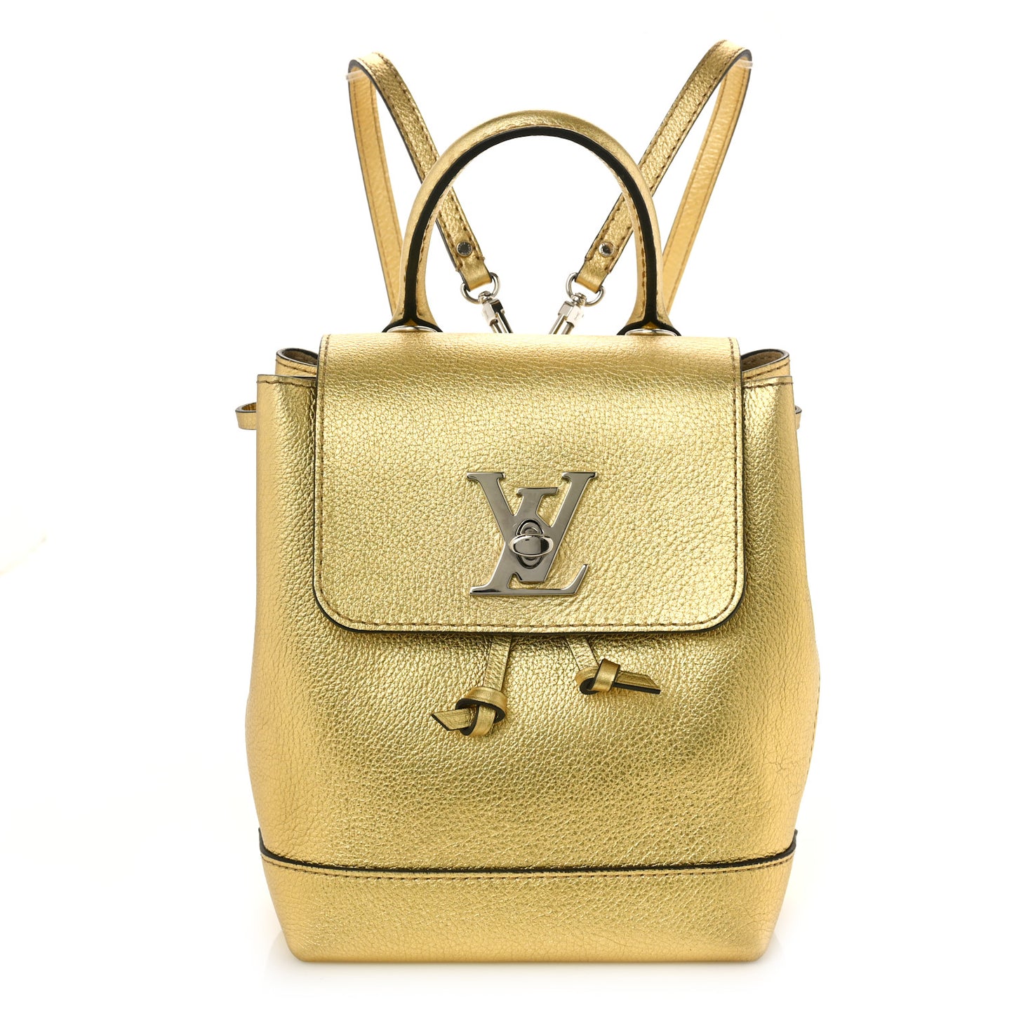 Metallic Calfskin Lockme Mini Backpack Gold
