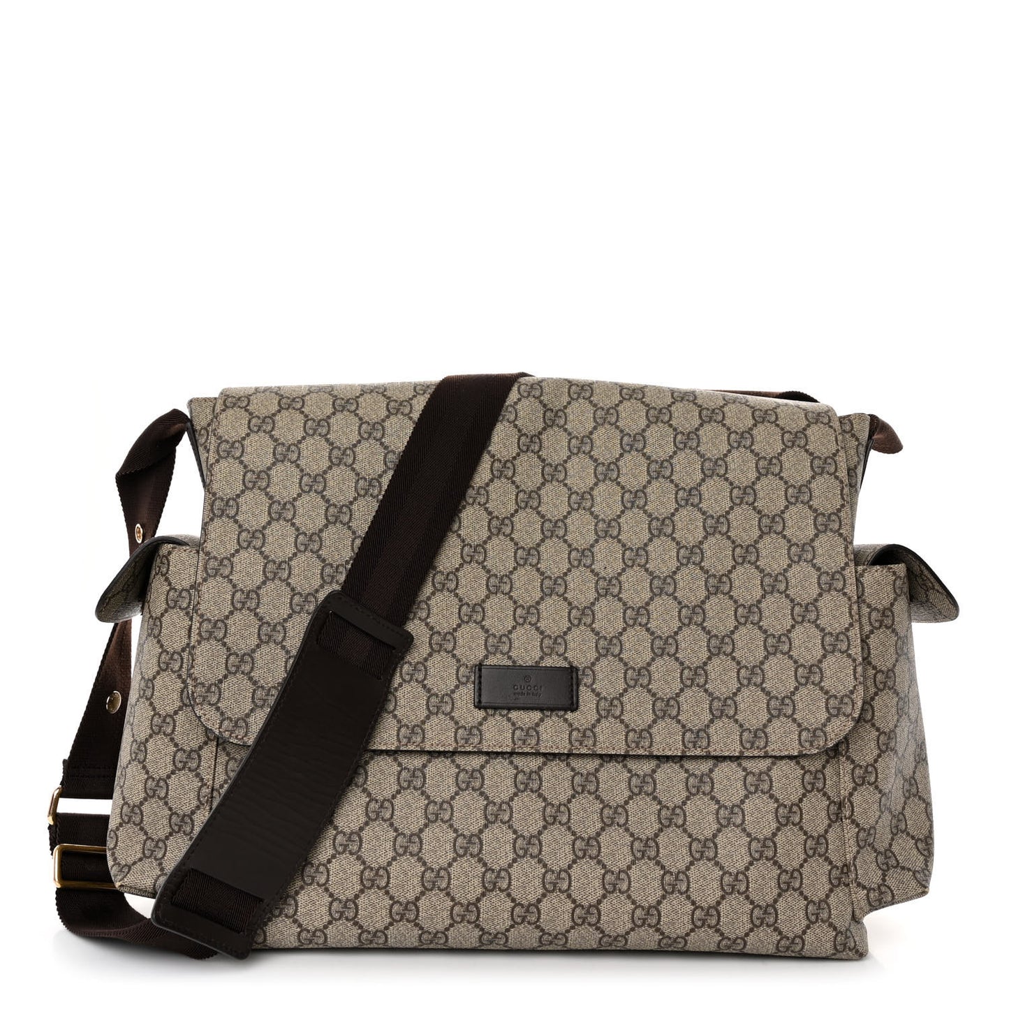 GG Plus Monogram Messenger Diaper Bag Dark Brown