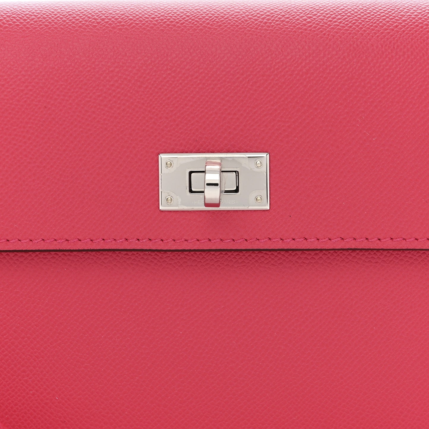 Madame Calfskin Kelly Pocket Long Wallet Rose Extreme