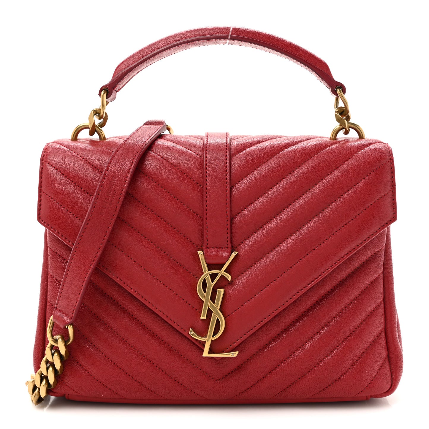 Sheepskin Matelasse Chevron Monogram Medium College Bag Rouge