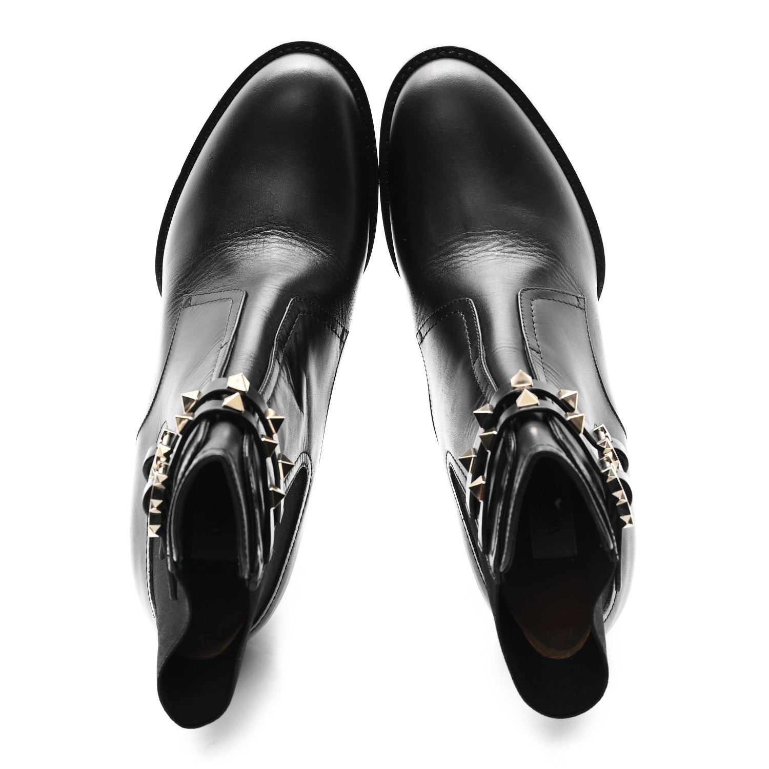 Valentino Garavani Calfskin Rockstud Double Buckle Beatle Chelsea 70mm Ankle Boots 40 Black 2 of 9