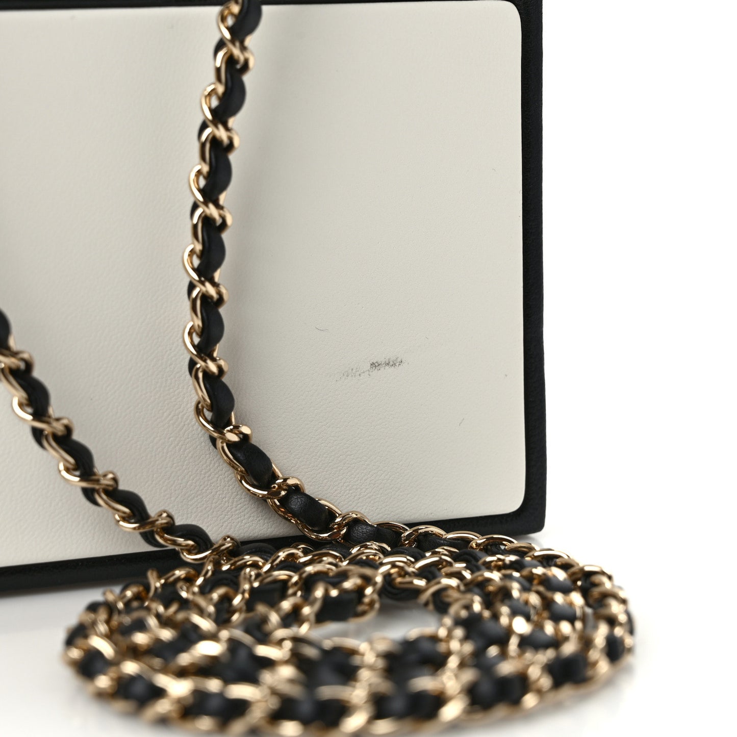 Lambskin No. 5 Perfume Box Evening Clutch White Black