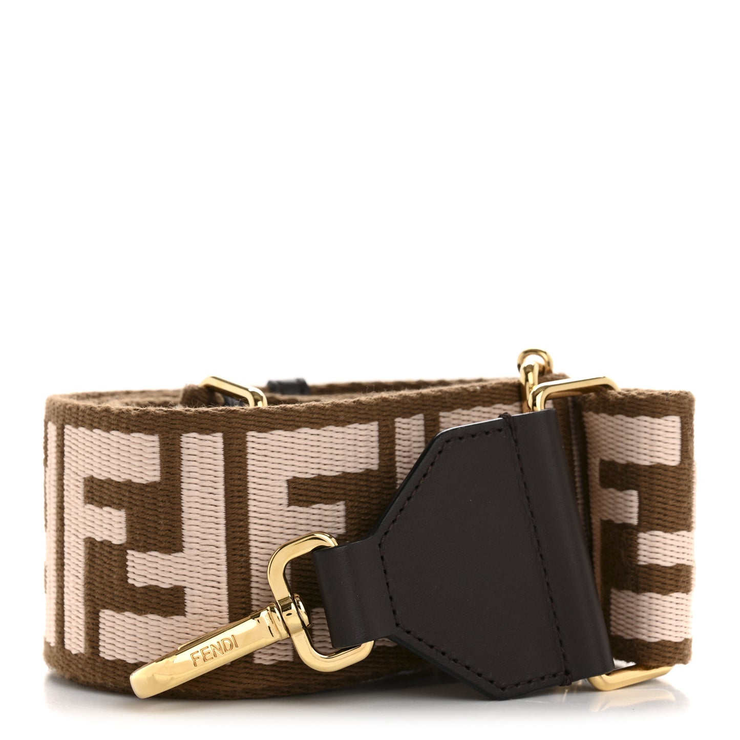 Ribbon Vitello Century FF 1974 Embroidered Adjustable Strap You Fango Rosa Confetto Chocolate
