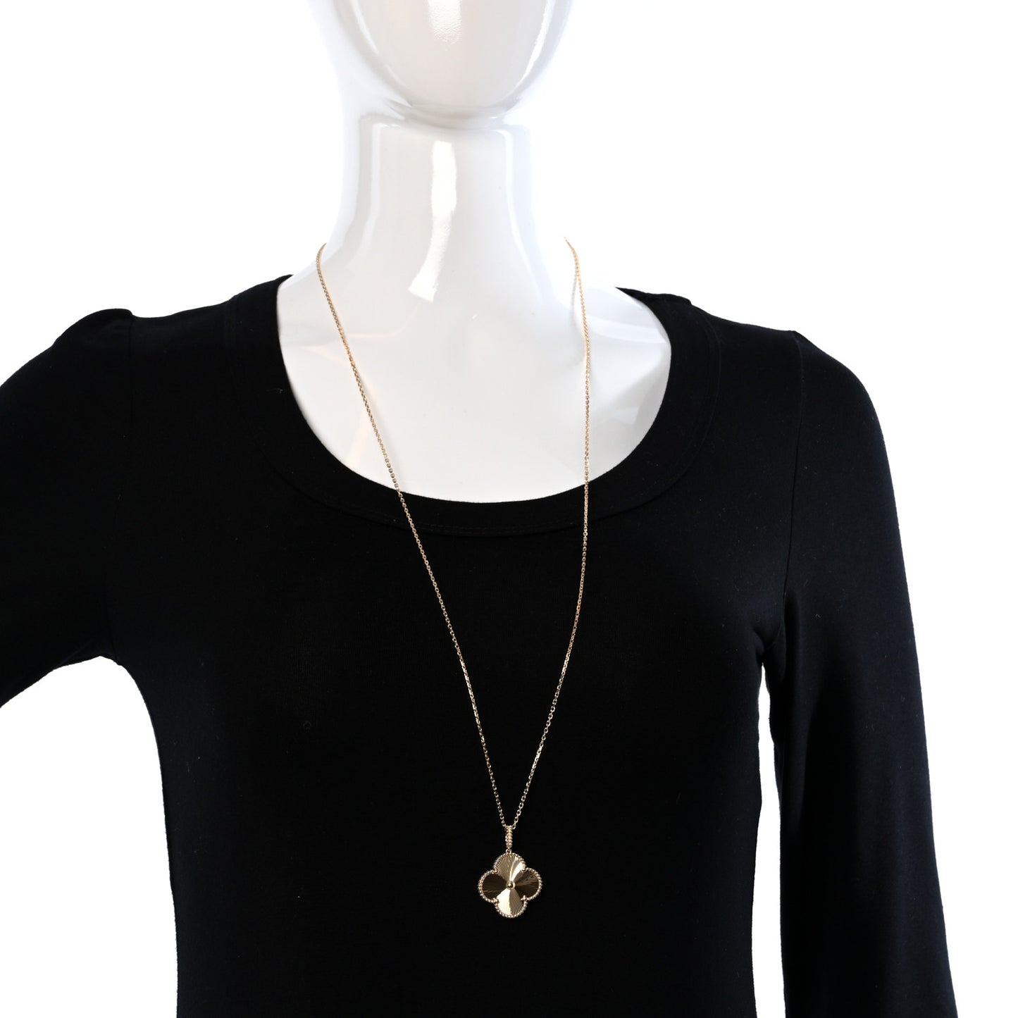 18K Yellow Gold Guilloche Magic Alhambra Long Necklace