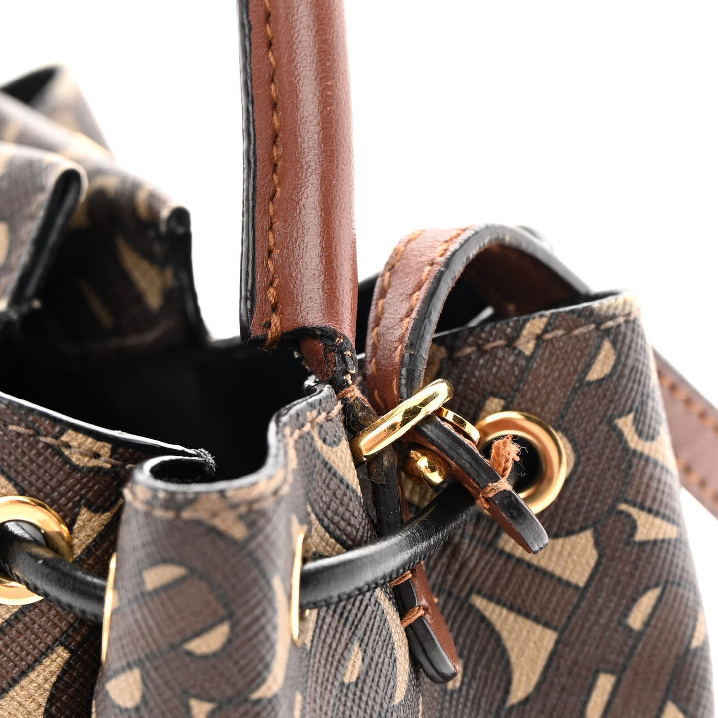 E-canvas Monogram TB Bucket Bag Bridle Brown