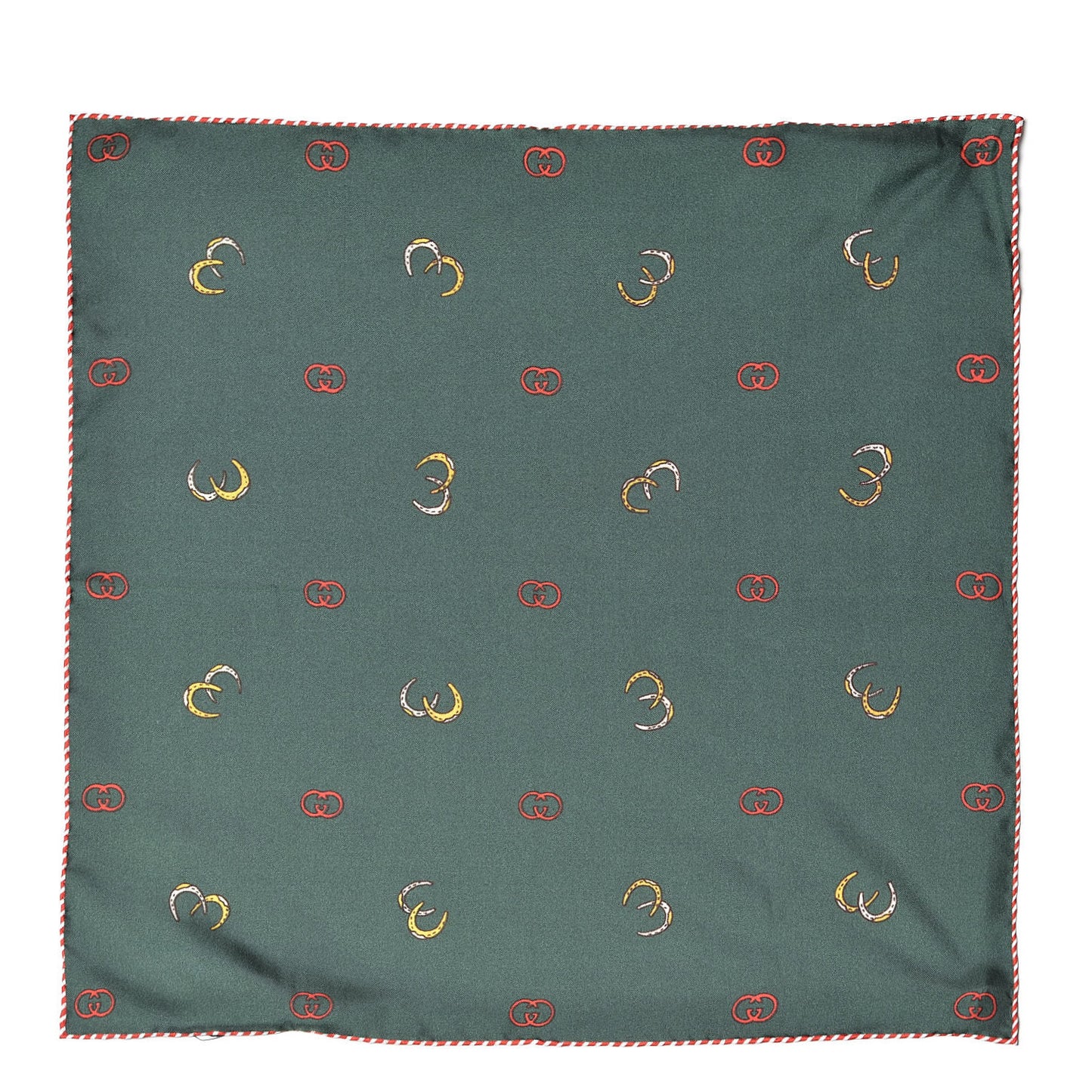 Silk Twill Poket Logos Pocket Square Green
