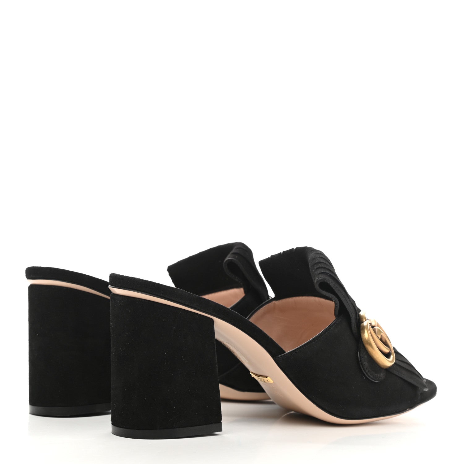 Gucci Kid Scamosciato GG Marmont Fringe 75mm Slide Sandals 39.5 Black 5 of 9