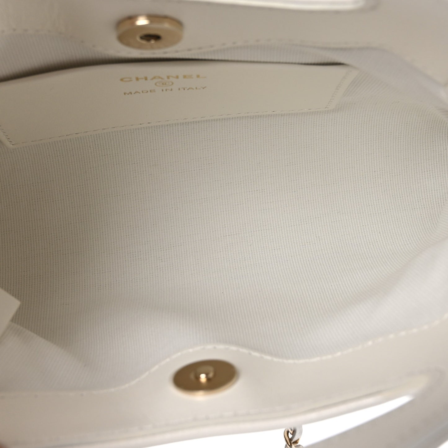 Shiny Crumpled Calfskin Quilted Nano 31 Shopping Bag White