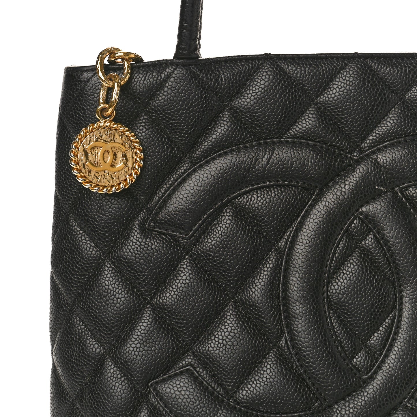Caviar Quilted Medallion Tote Black