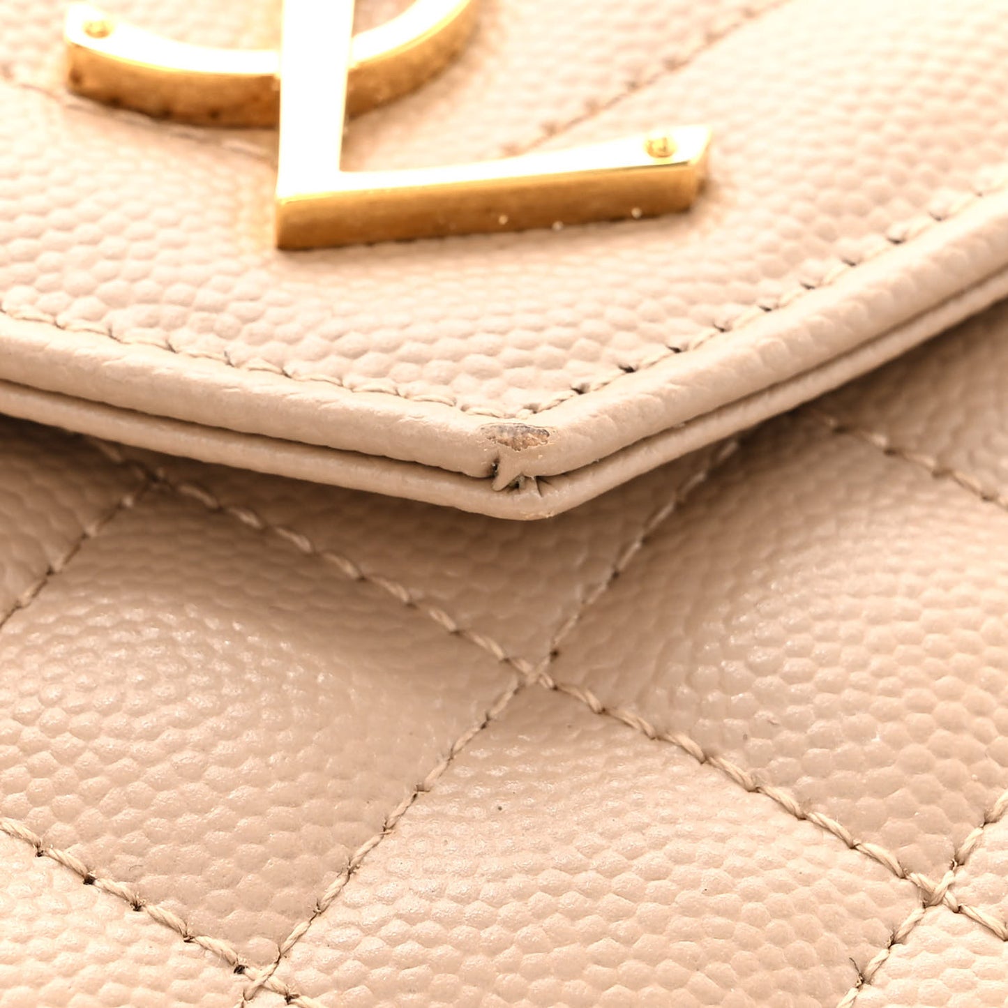 Grain De Poudre Mixed Matelasse Triquilt Monogram Chain Wallet Dark Beige
