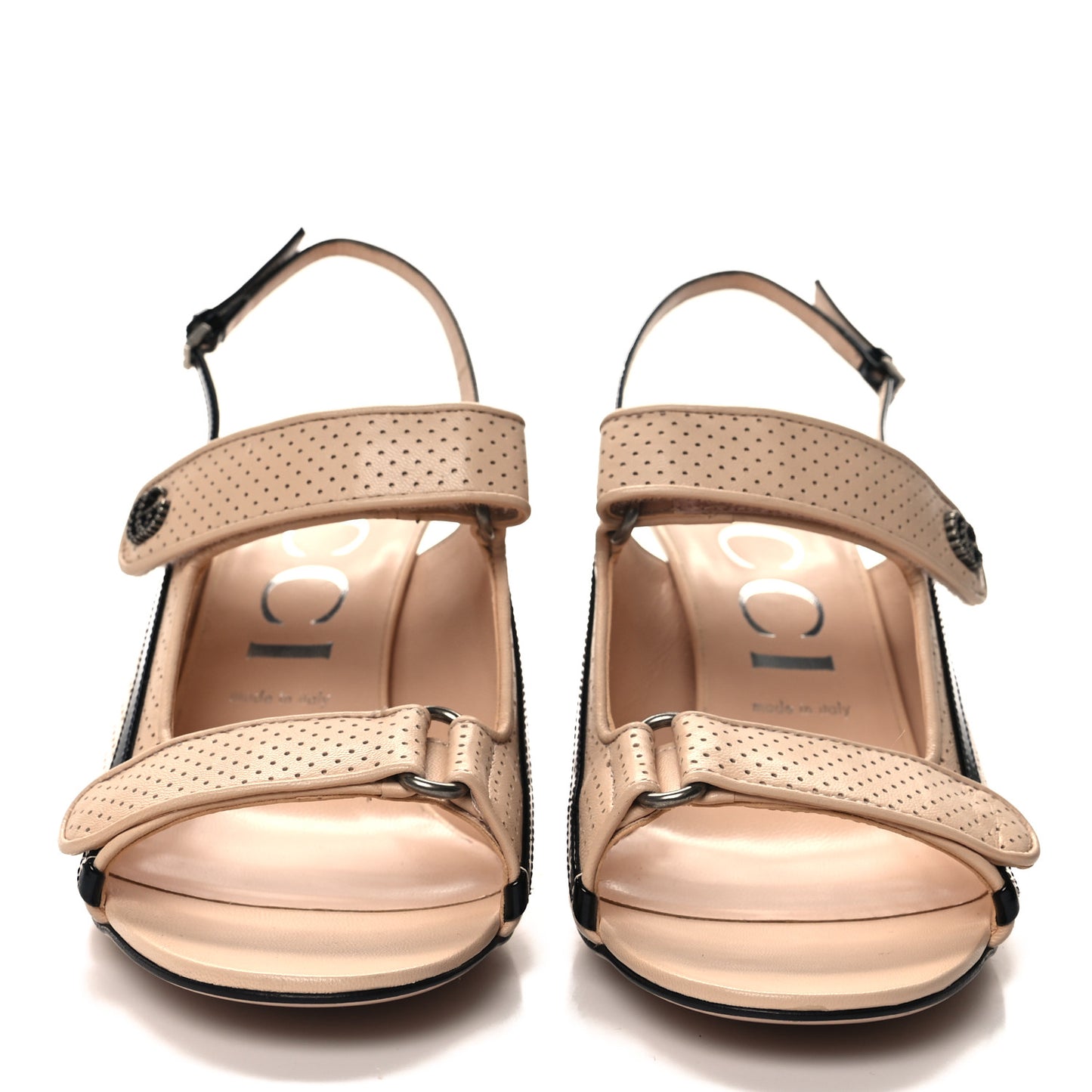 Malaga Kid Mini Double G Perforated Womens Slingback Sandals 39.5 Skin Rose