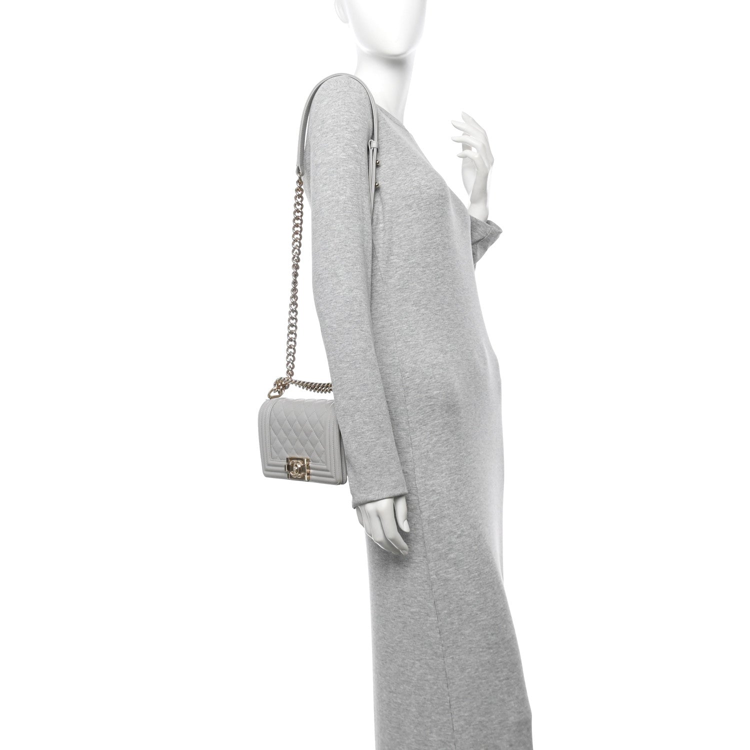 Chanel Caviar Quilted Small Boy Flap Light Grey 2 of 11