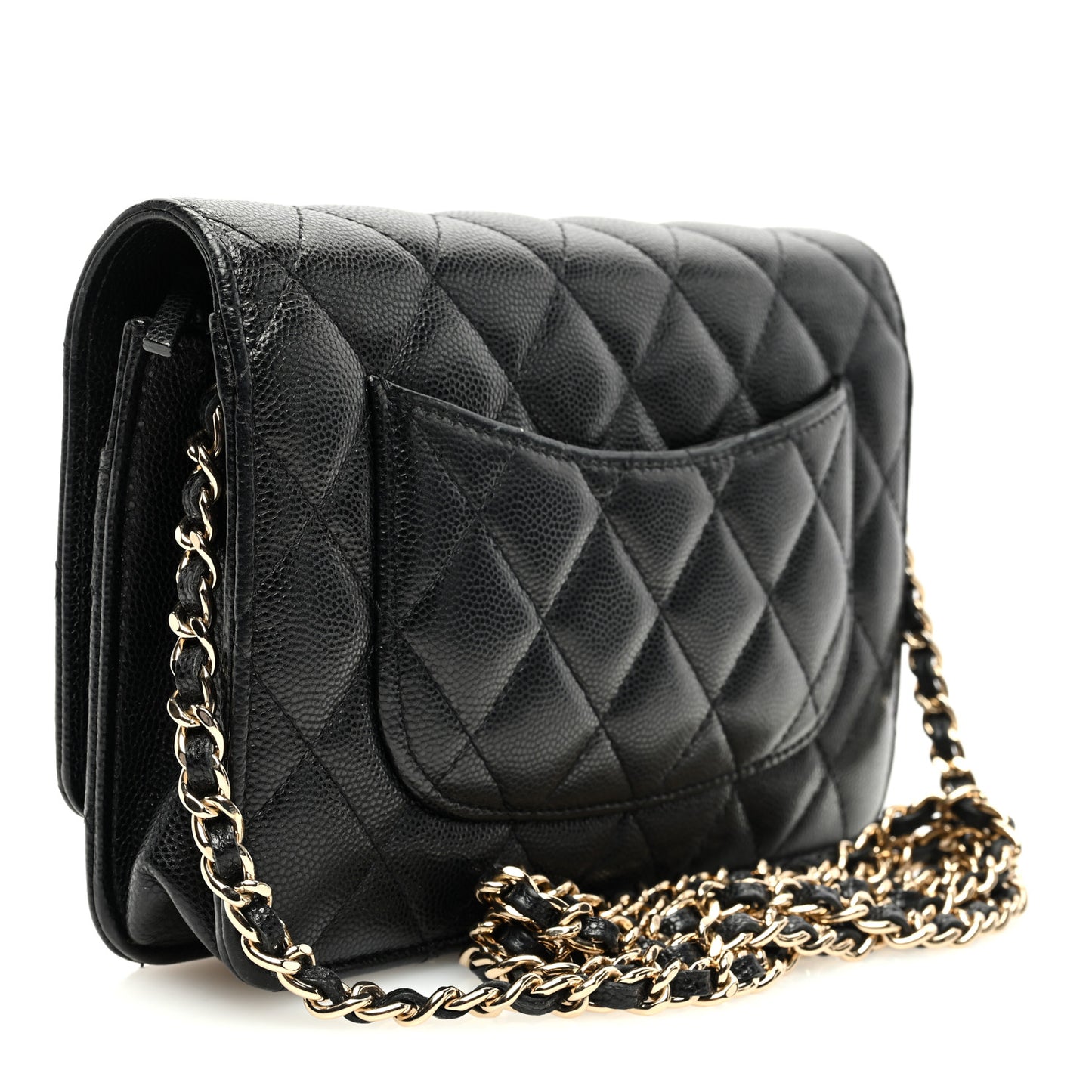 Caviar Quilted French New Wave Chain CC Wallet On Chain WOC Black
