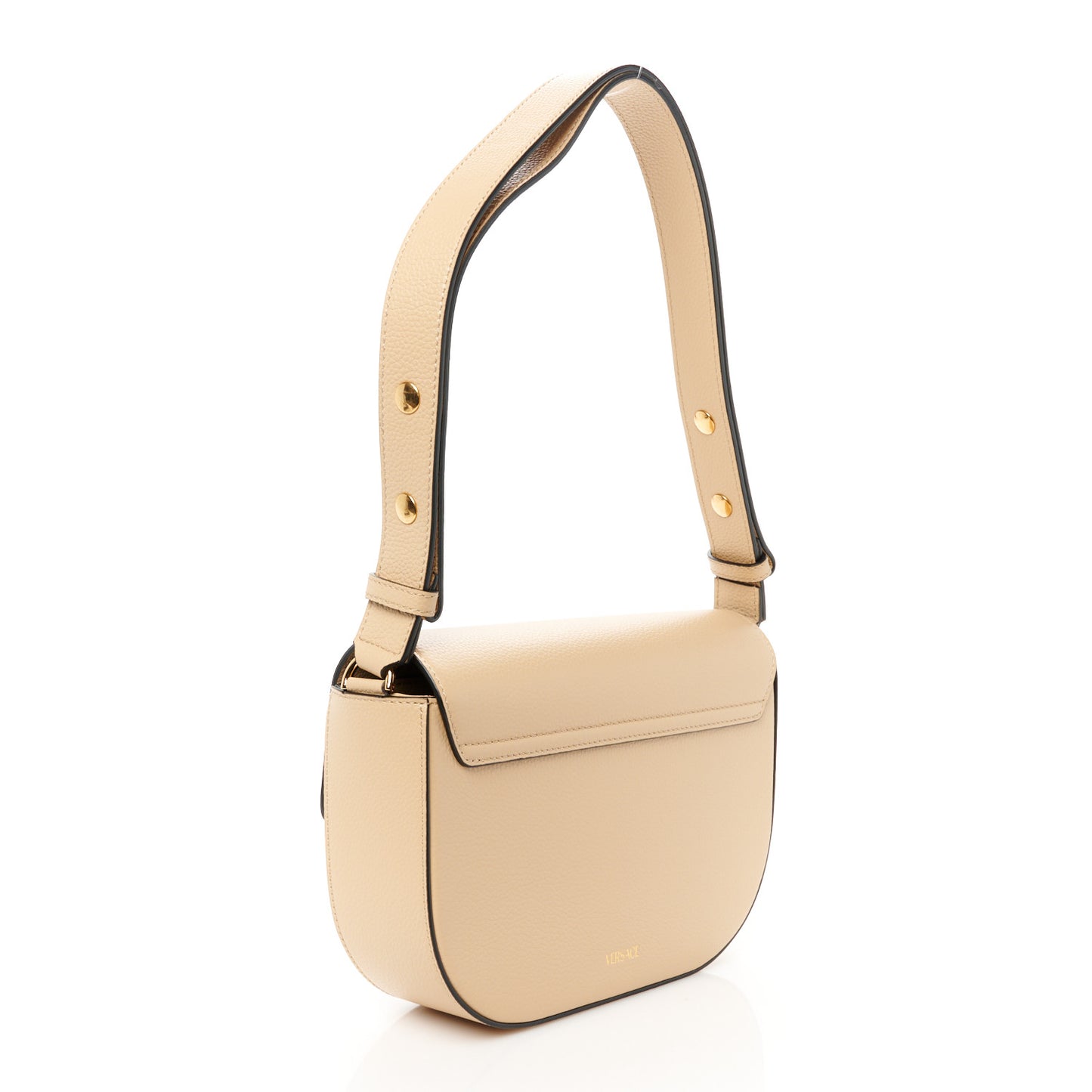 Grained Calfskin Virtus Crossbody Bag Beige
