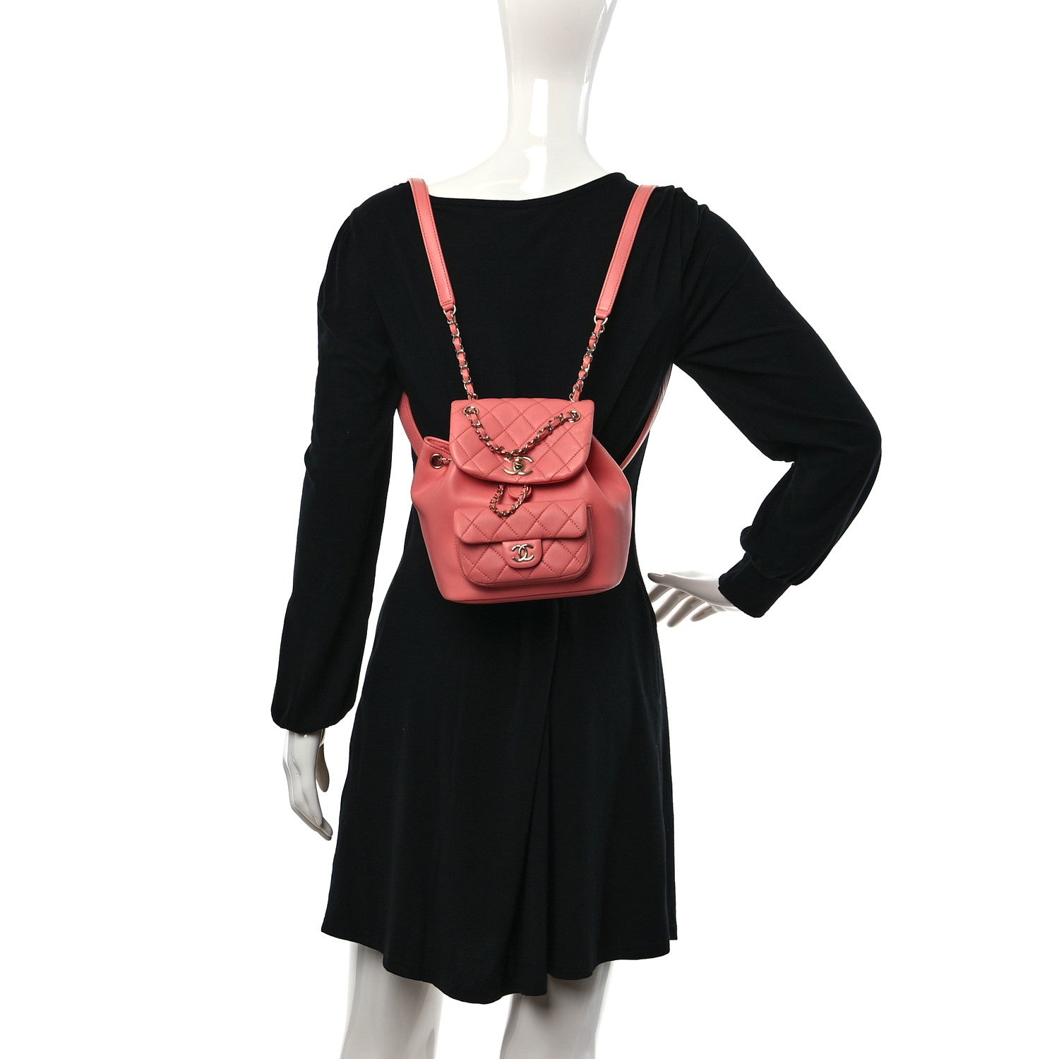 Chanel Lambskin Quilted Small Duma Drawstring Backpack Pink 2 of 10