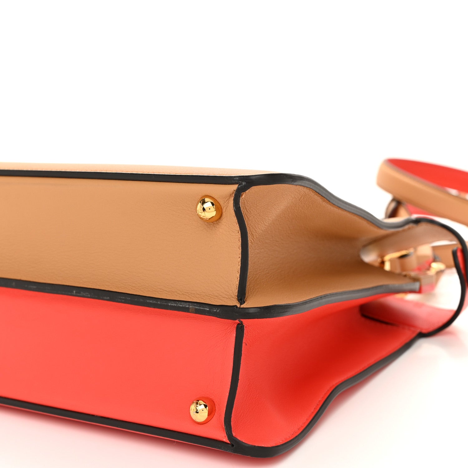 Fendi Vitello Seta Nappa Plexiglass Bi-Color Medium Peekaboo I SEE U Satchel Miele Scuro Tulipano 11 of 12