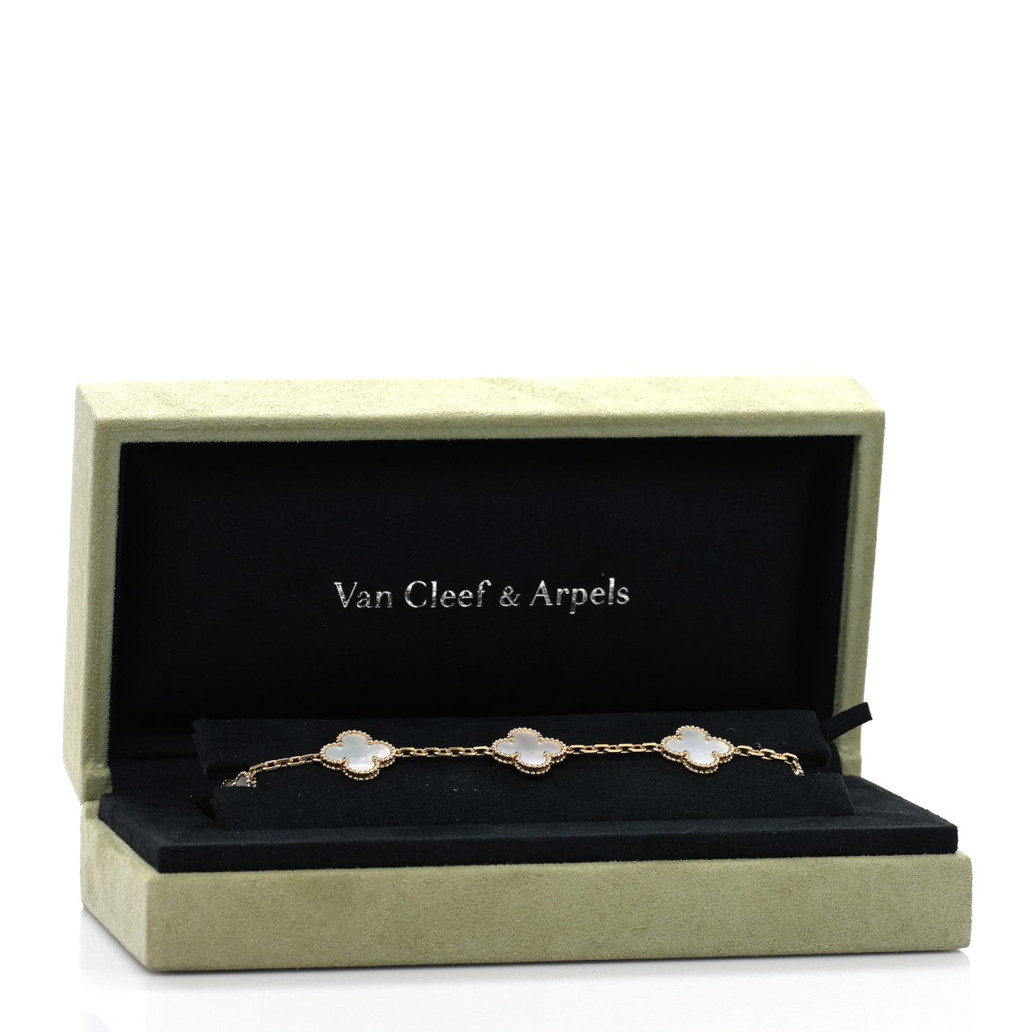 18K Yellow Gold Mother of Pearl 5 Motifs Vintage Alhambra Bracelet
