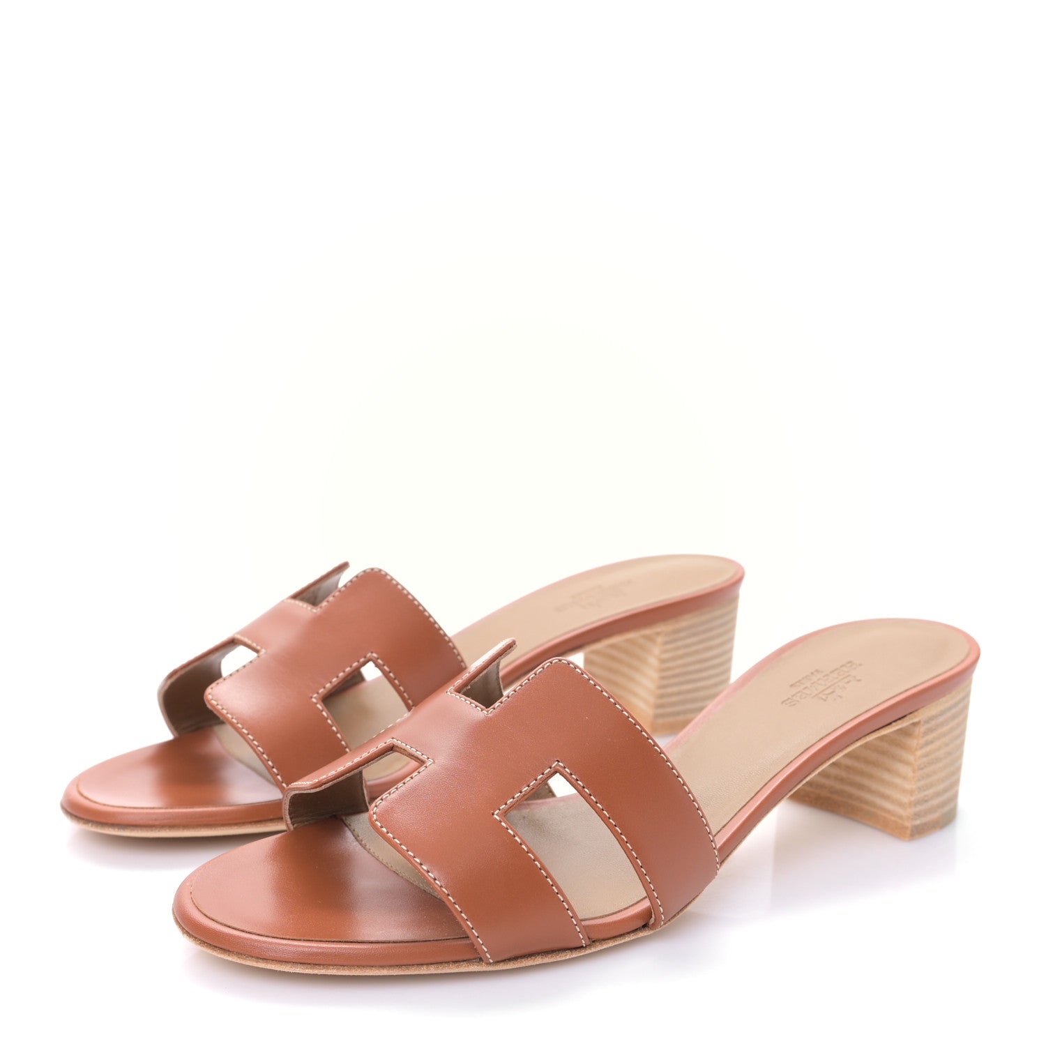 Hermes Calfskin Oasis Sandals 37 Gold 4 of 9
