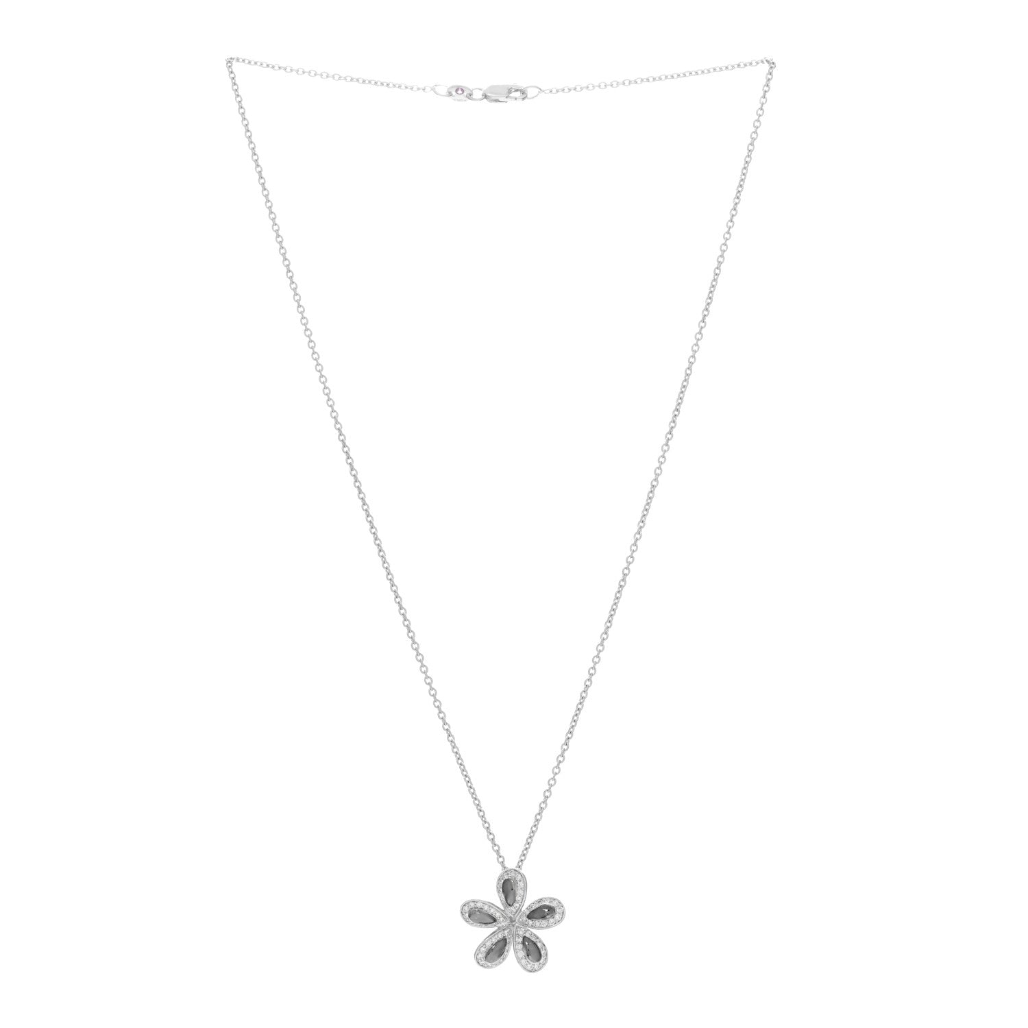 Roberto Coin 18K White Gold Diamond Fantasia Big Flower Pendant Necklace 2 of 3