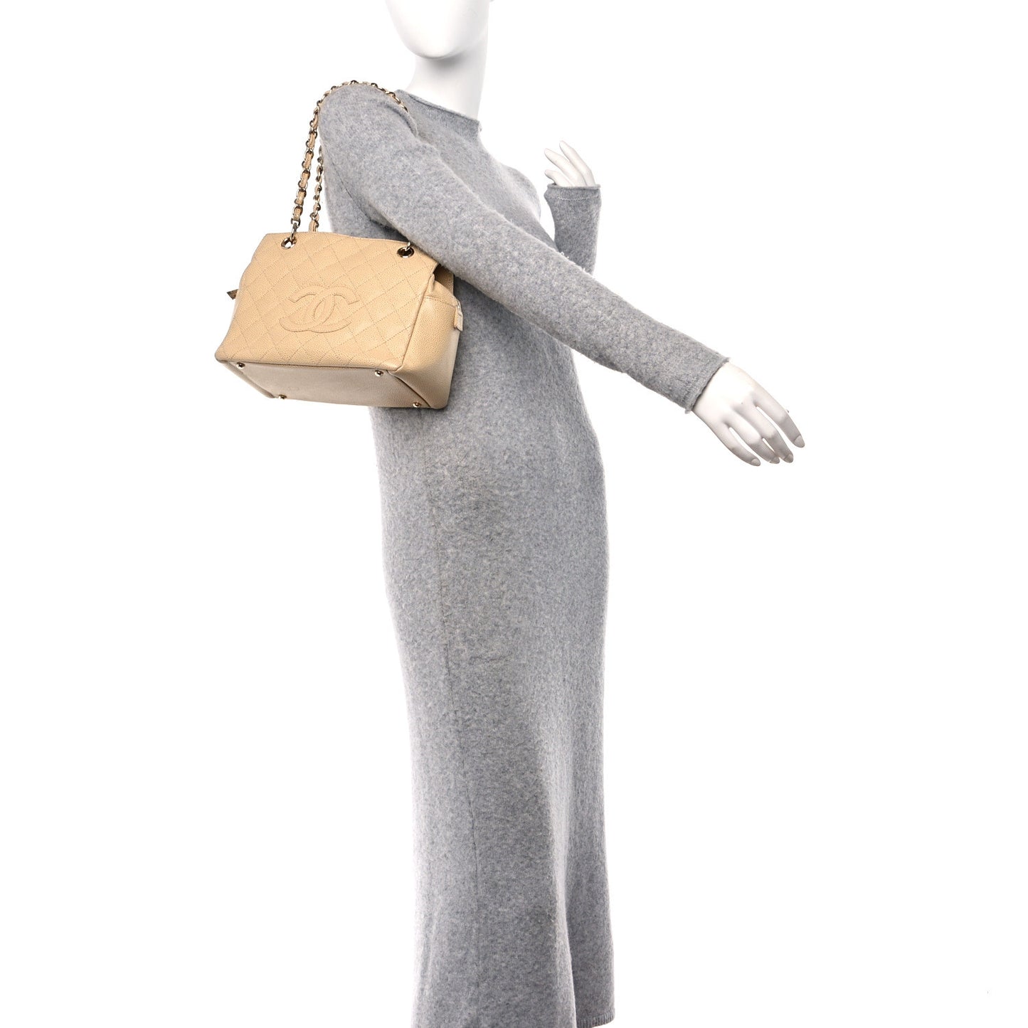 Caviar Quilted Petit Timeless Tote PTT Beige