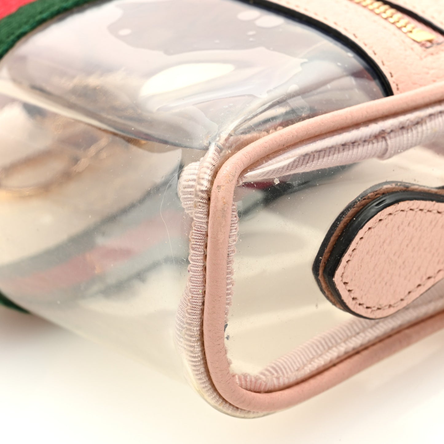 Vinyl Web Mini Ophidia Transparent Shoulder Bag Perfect Pink