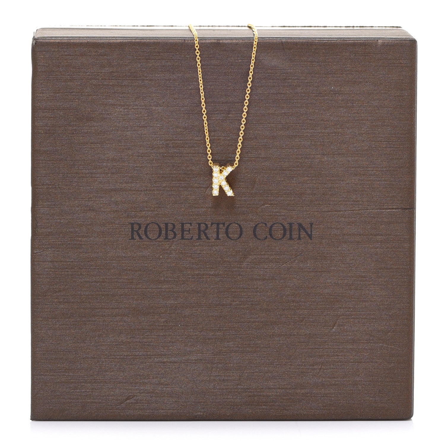 Roberto Coin 18K Yellow Gold Diamond Love Letter K Pendant Necklace 7 of 7