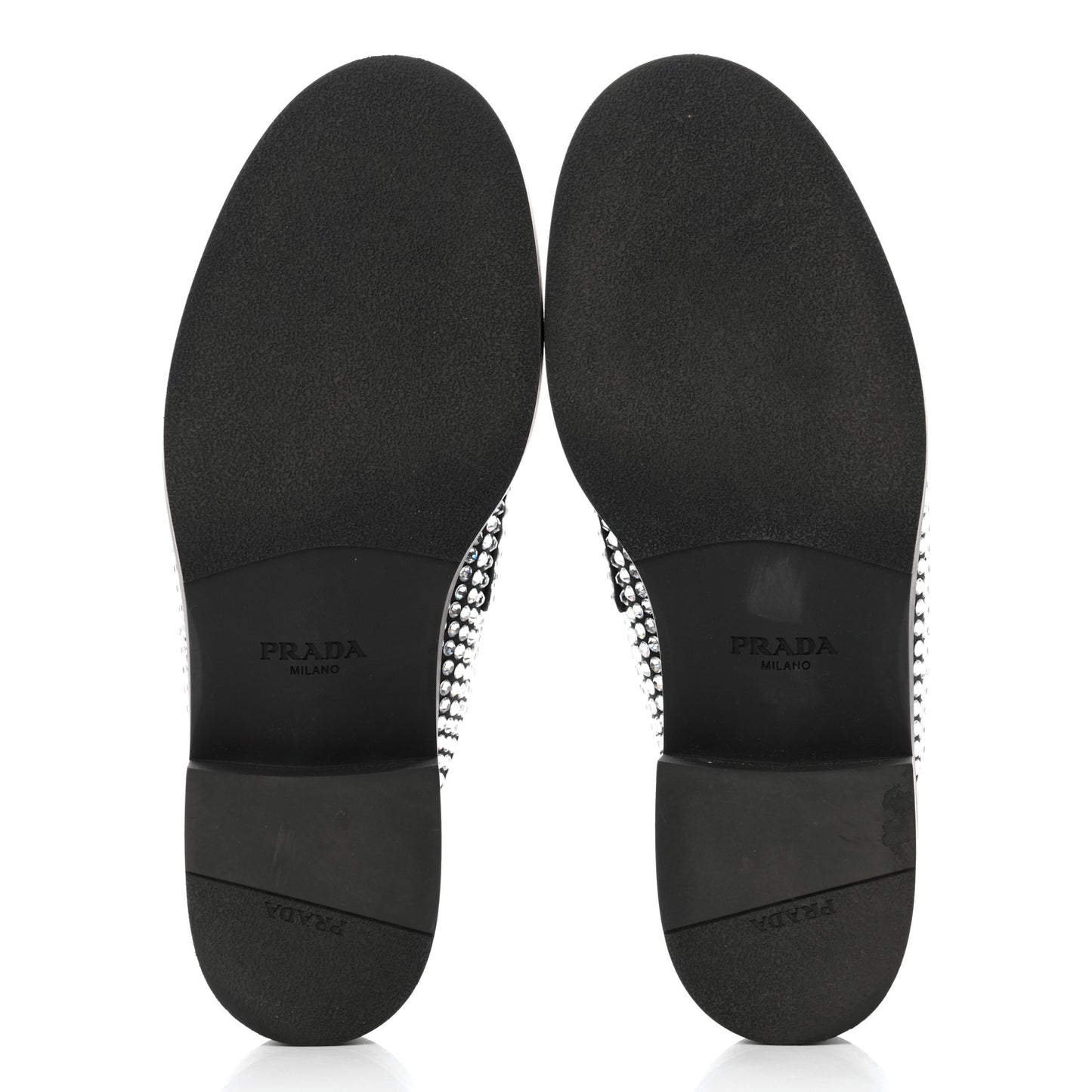 Satin Crystal Metal Triangle Logo 40mm Loafer Mules 38.5 Cristal