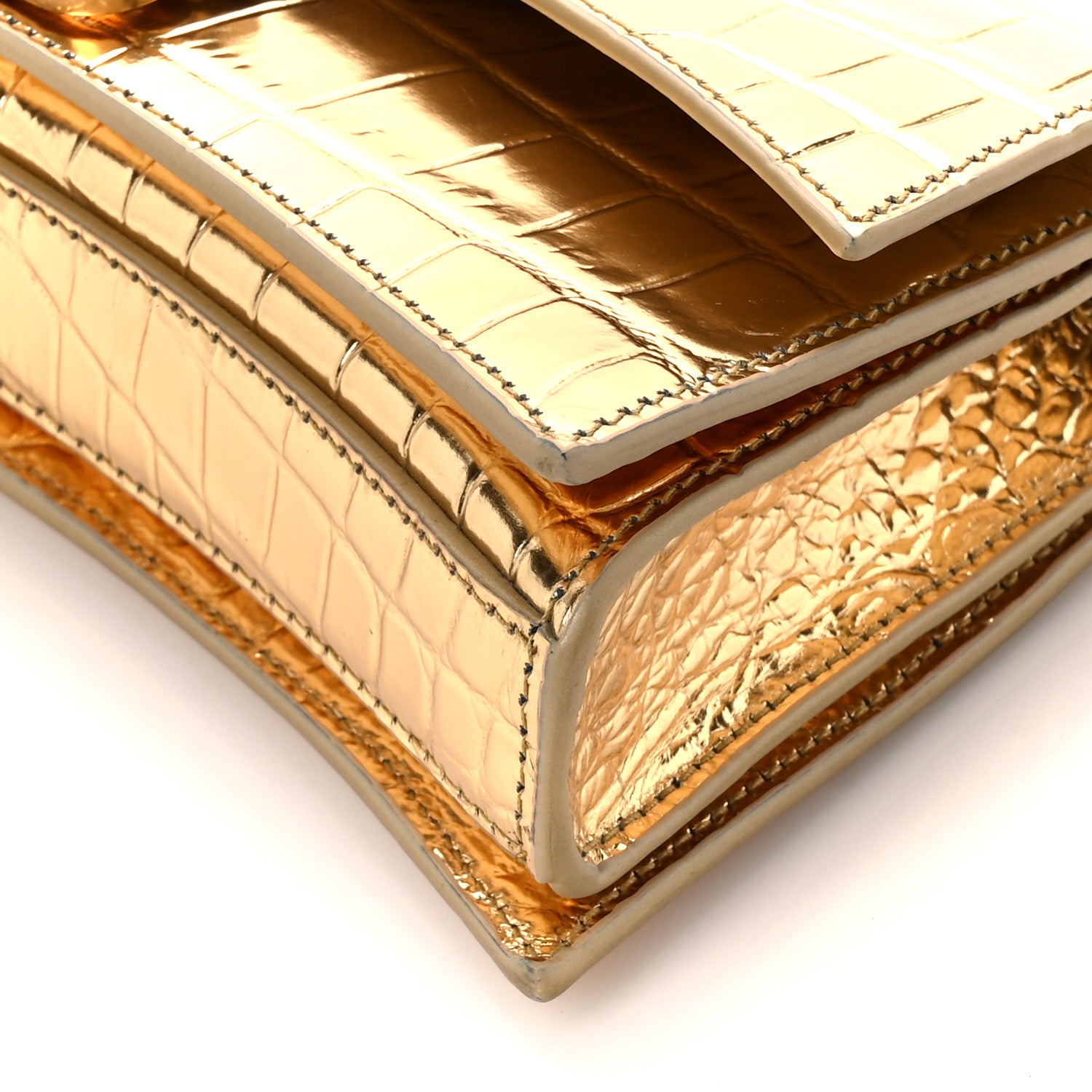 Balenciaga Metallic Supple Calfskin Crocodile XS Crush Chain Bag Gold 11 of 11