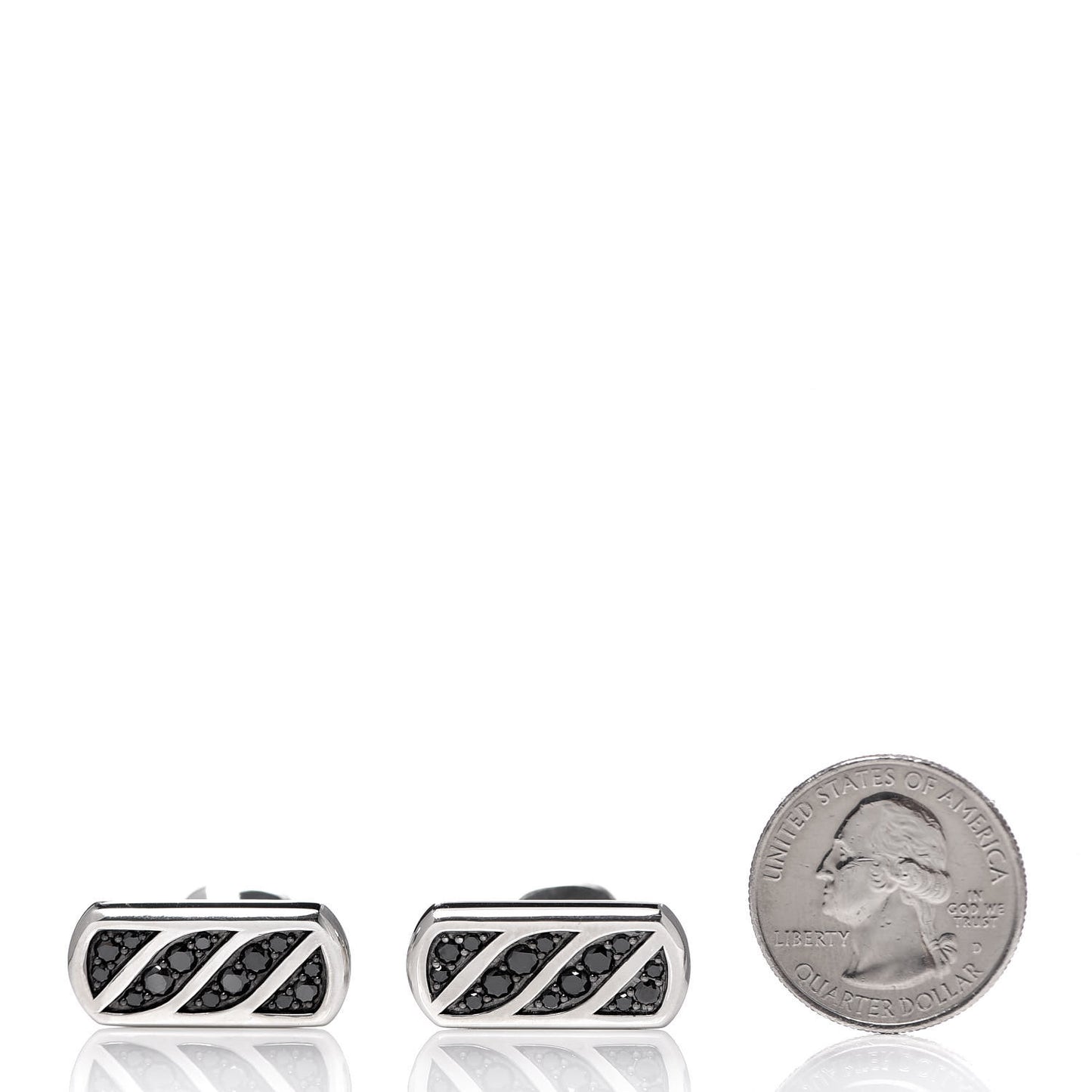 Sterling Silver Black Diamond Graphic Cable Cufflinks
