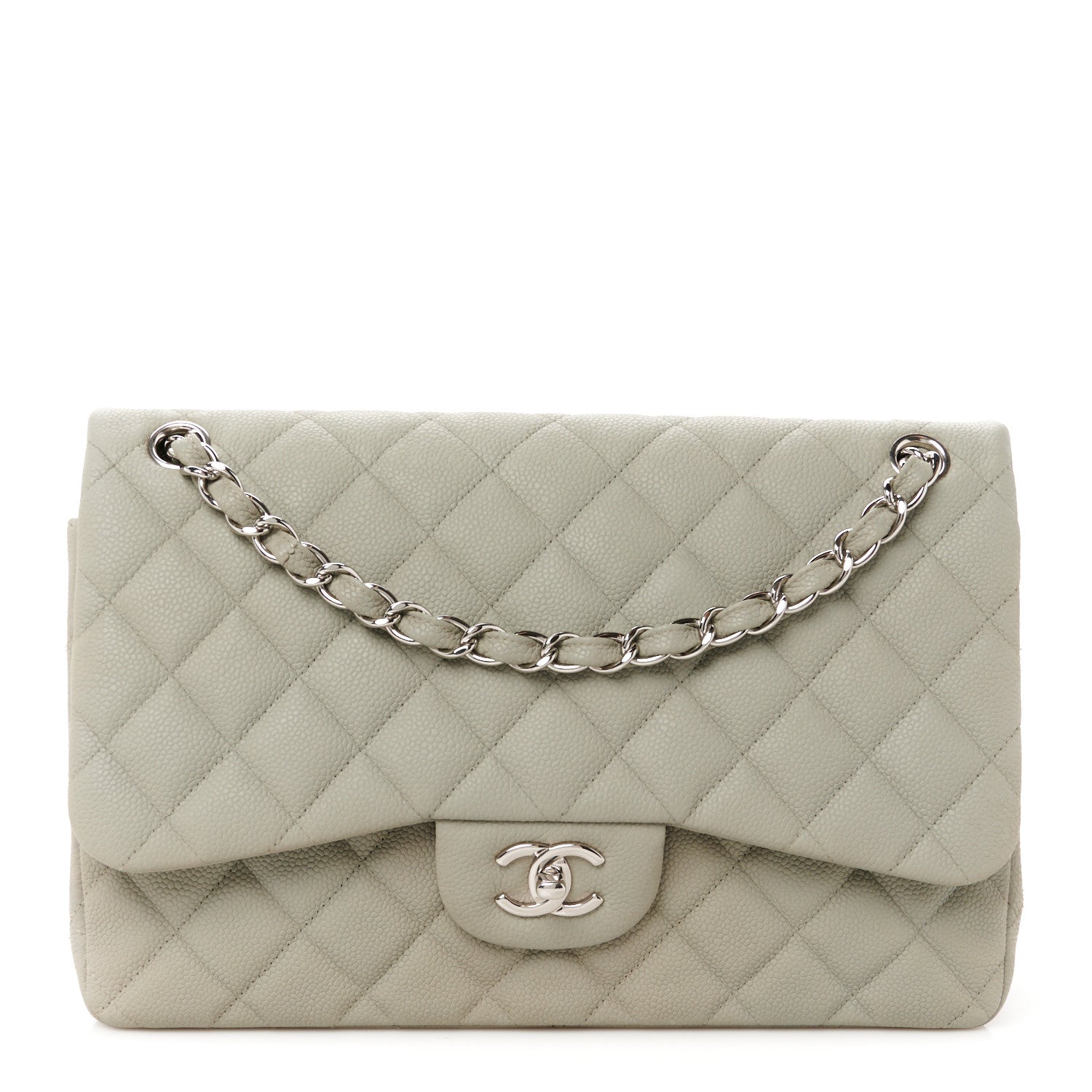 Chanel Caviar Quilted Jumbo Double Flap Grey 1 of 11